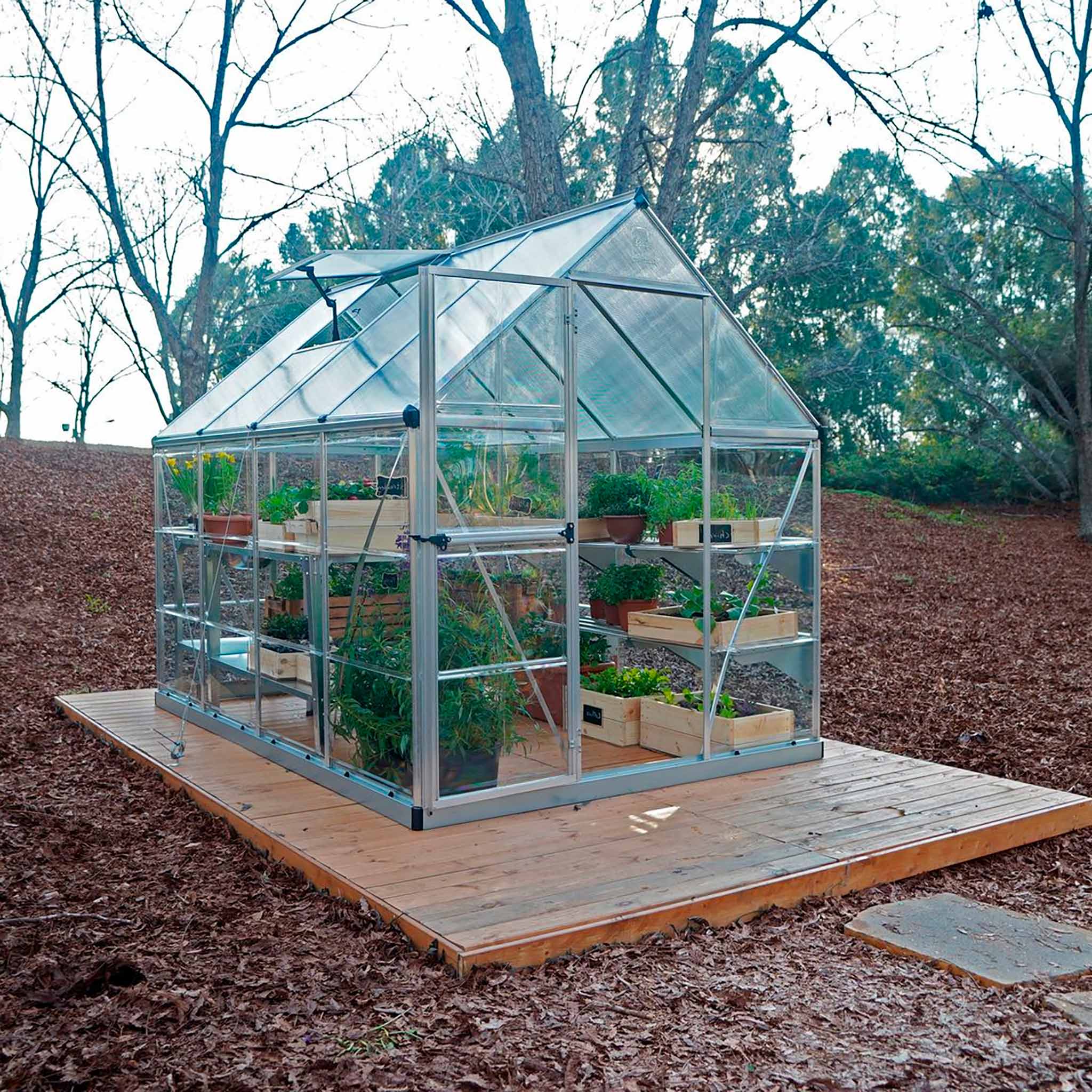 Palram-Canopia Gewächshaus Hybrid, 4,6m², 6x8, silber