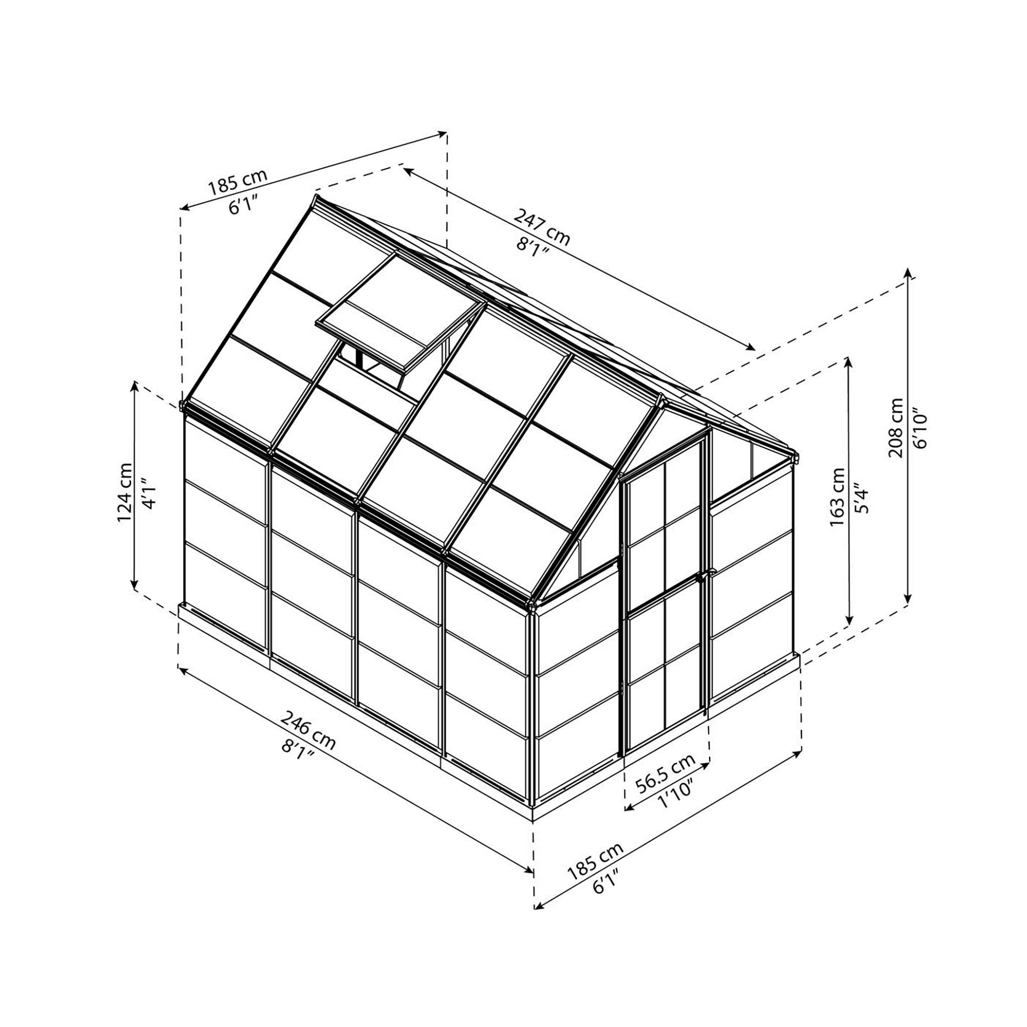 Palram-Canopia Växthus Harmony, 4,6m², 6x8, silver