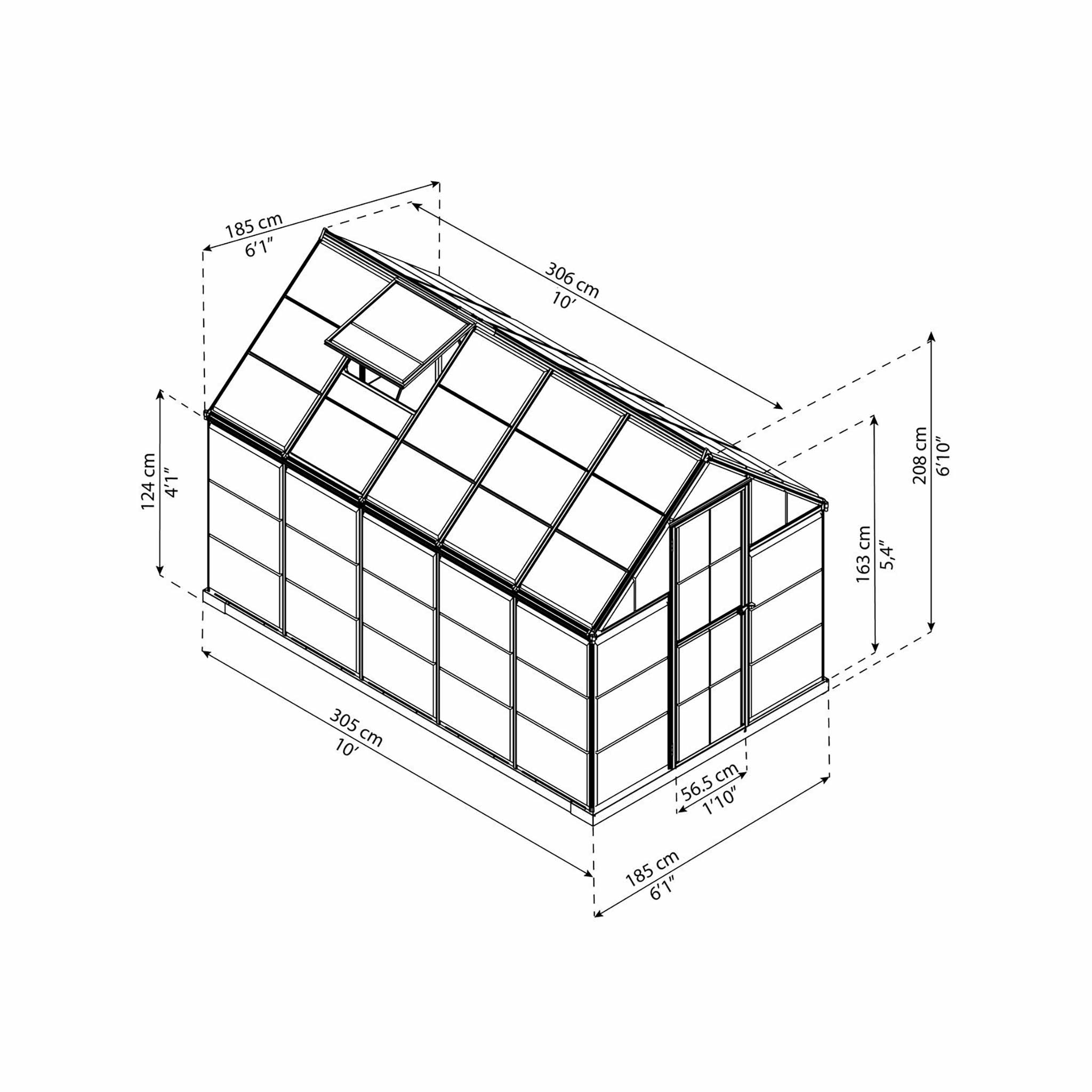 Palram-Canopia Greenhouse Harmony, 5,7m², 6x10, silver