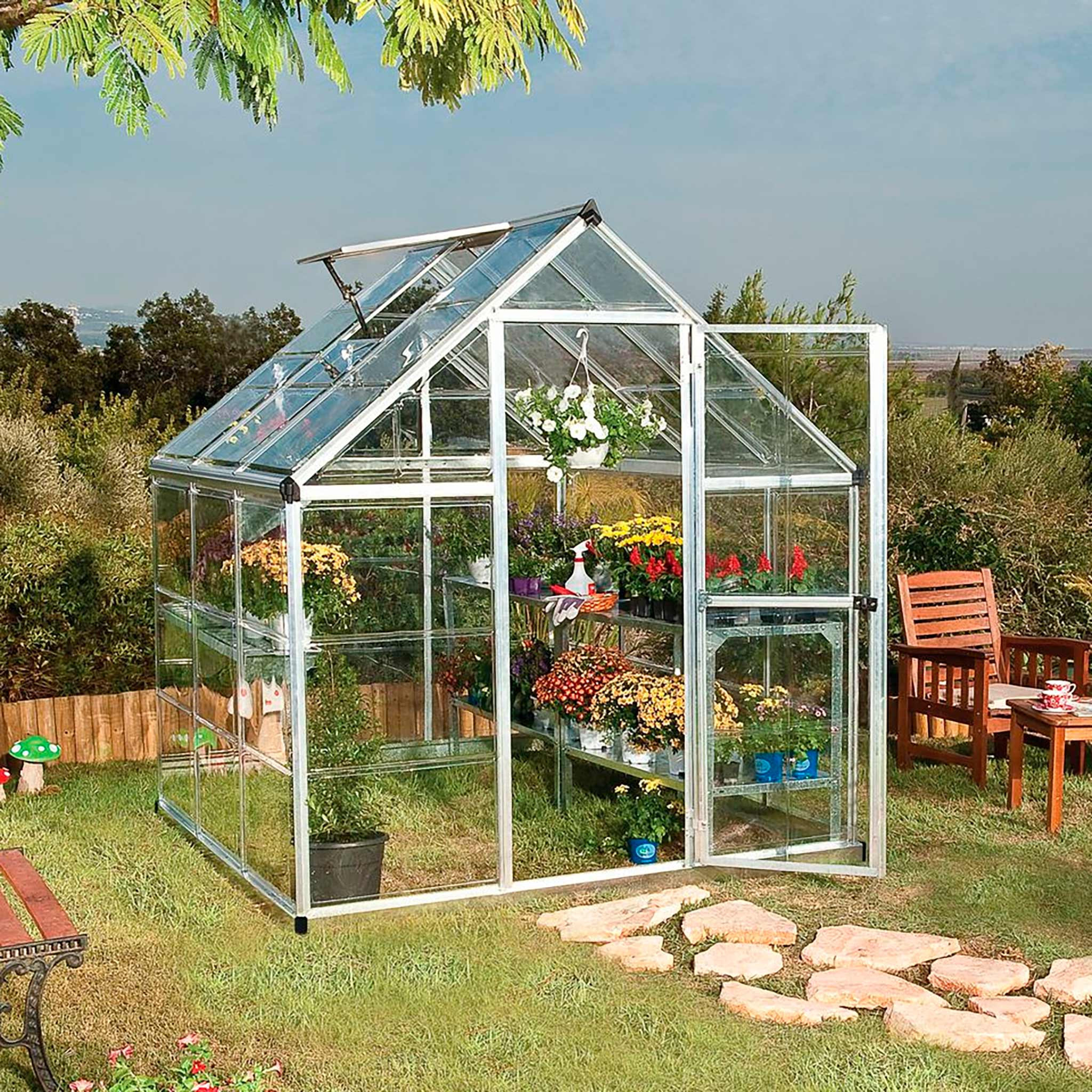 Szklarnia Ogrodowa Palram-Canopia Harmony, 3,4m², 6x6, srebrna