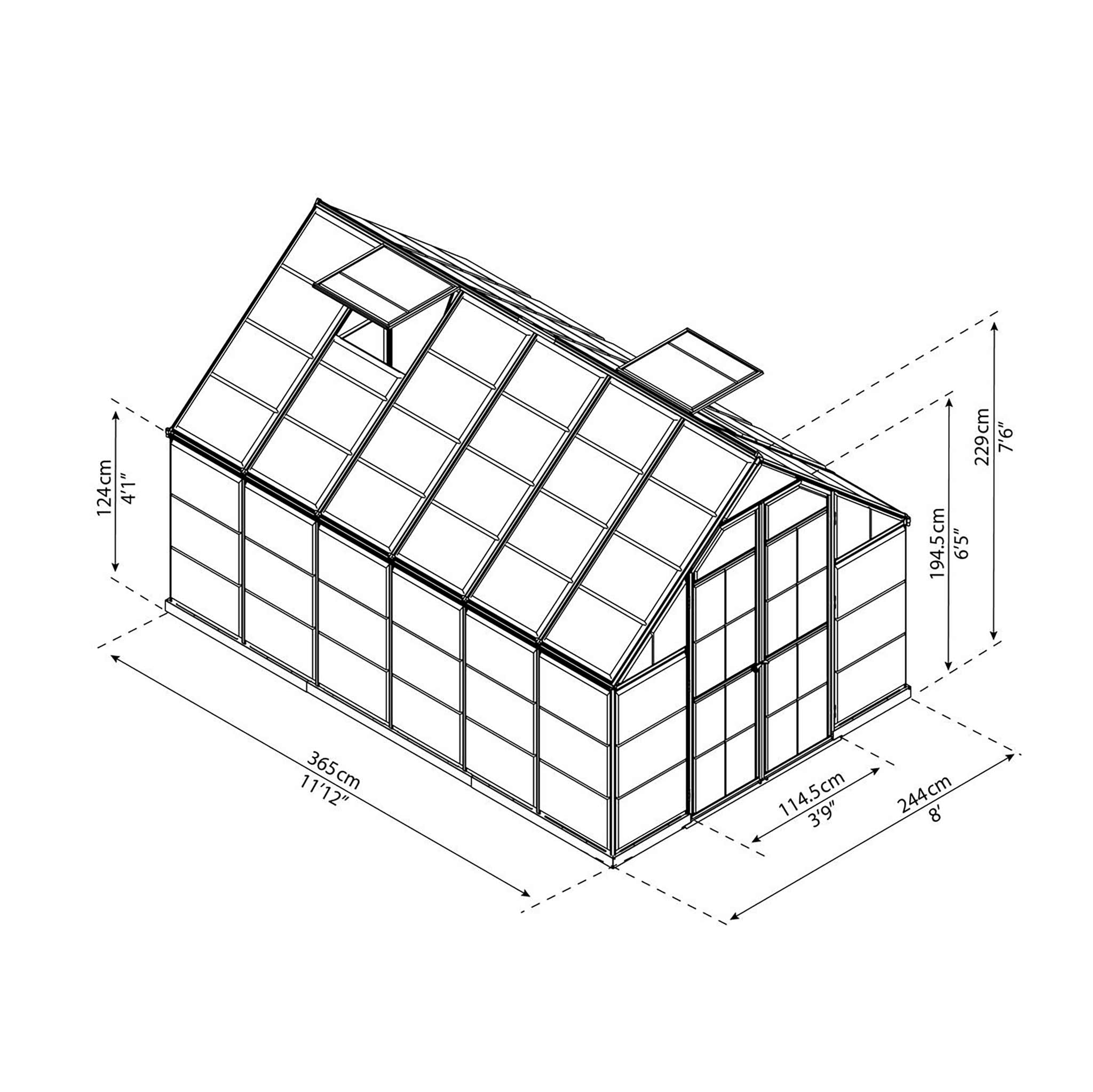 Palram-Canopia Växthus Octave, 8,9m², 8x12, silver