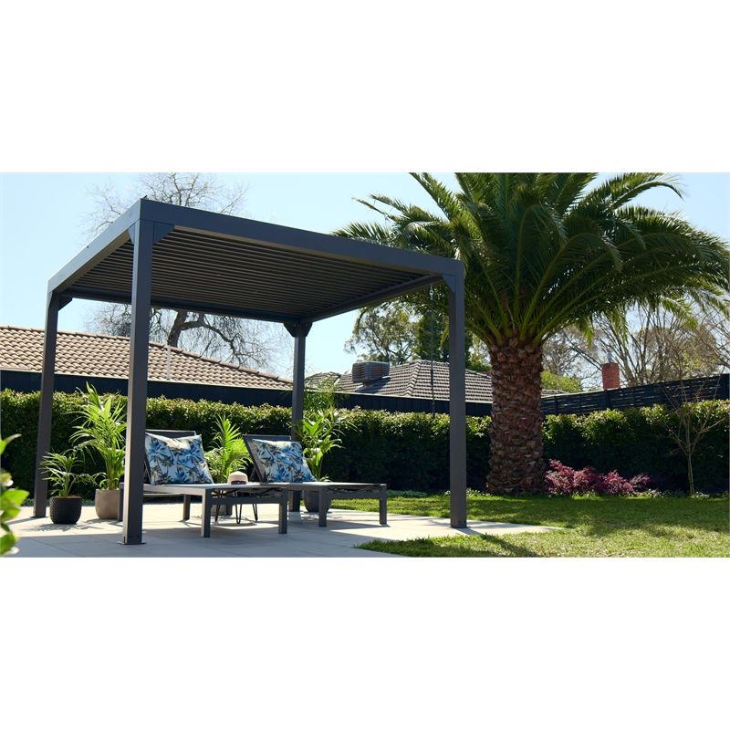 Metalcraft Pergola with lattice roof, 3x4m, hand operated, anthracite