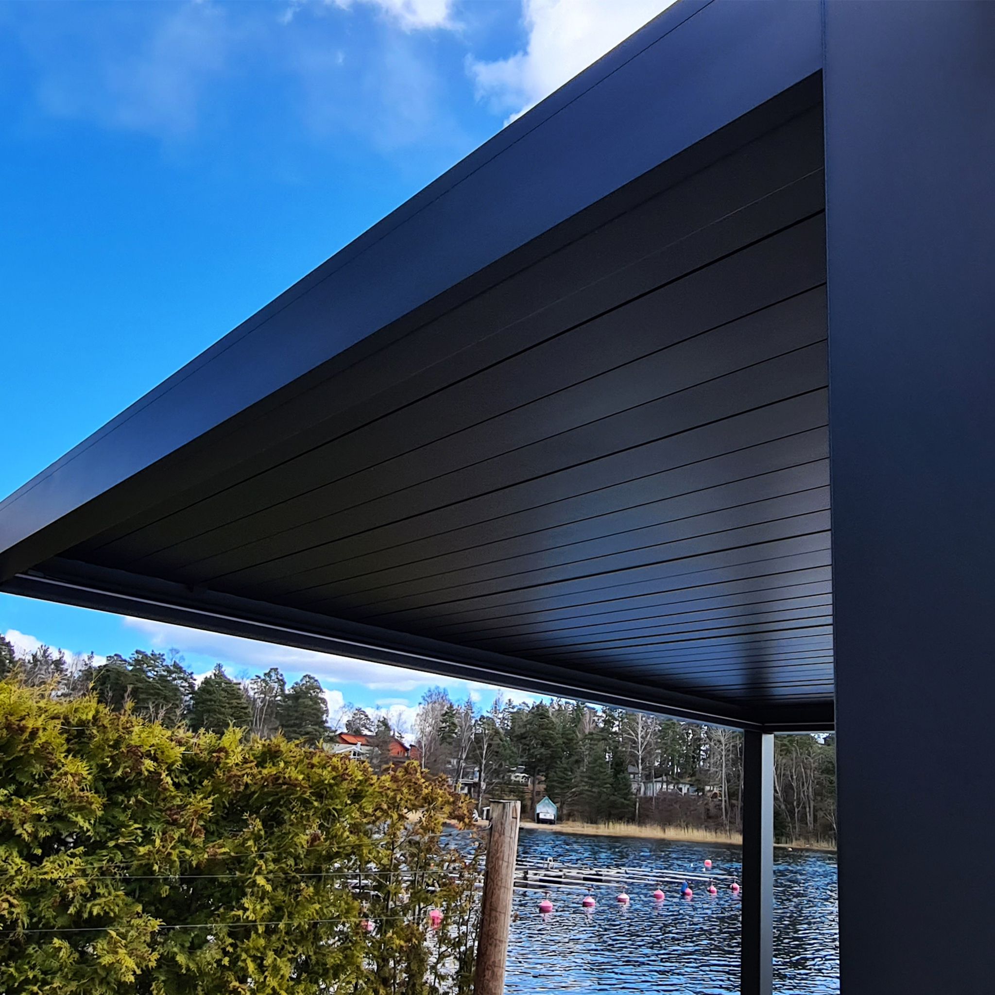 Metalcraft Pergola mit Gitterdach, 3x3m, motorisiert, LED-Beleuchtung, anthrazit