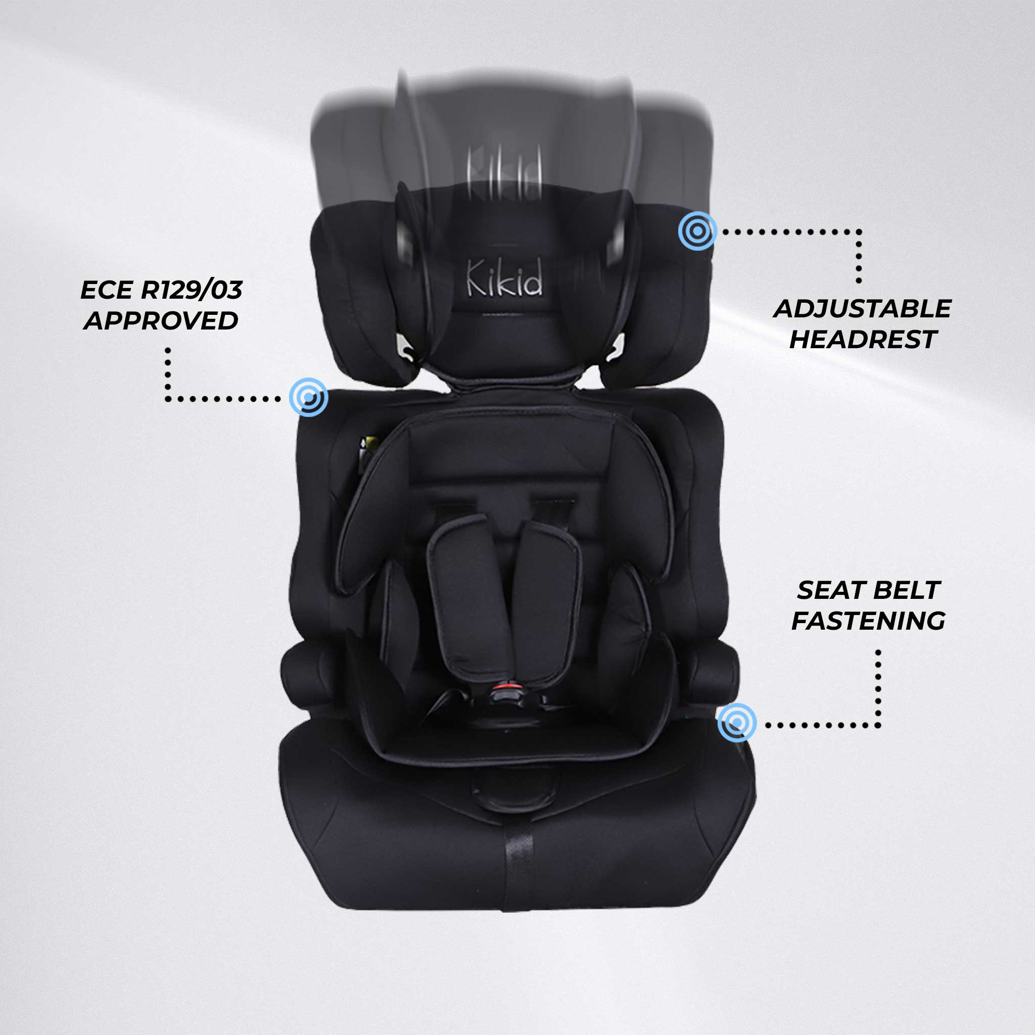 Kikid Car Seat Basic 76-150cm R129, black
