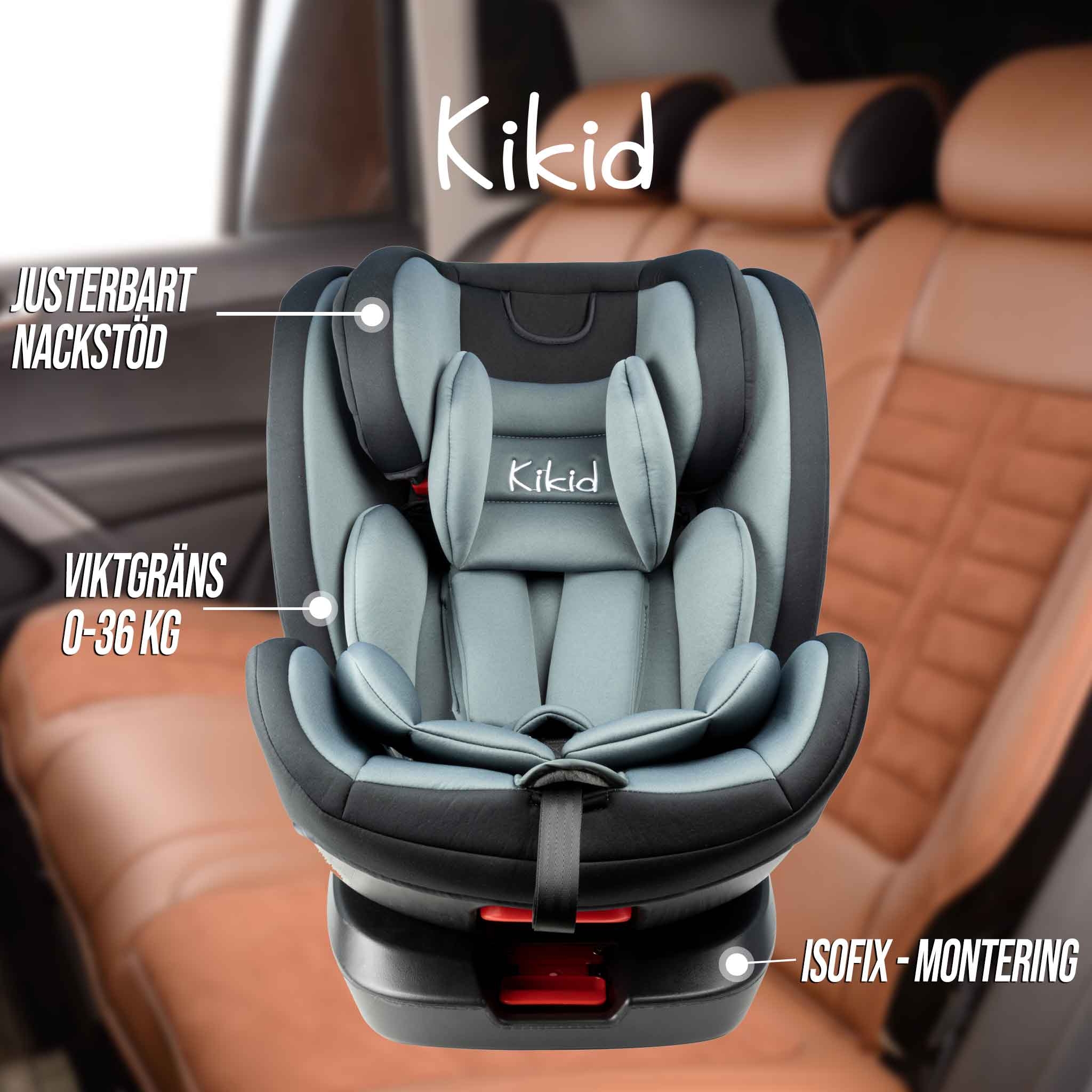 Kikid Bilbarnstol & Babyskydd, ISOFIX, 0-36 kg 