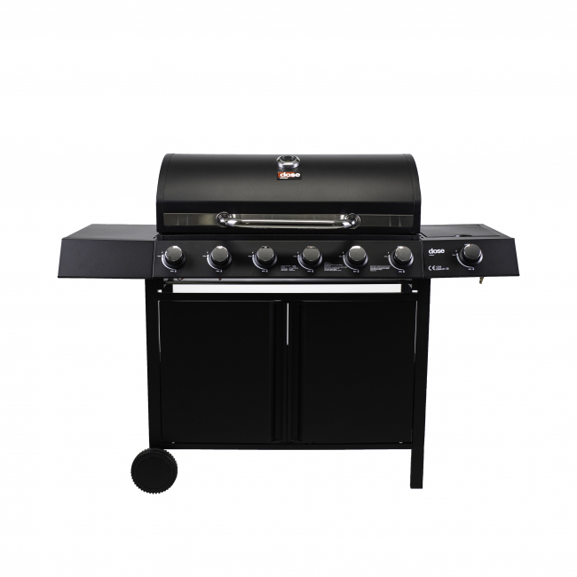 DOSE Gasgrill BARBEQUE, 6+1 Brenner, schwarz 141x110x48cm