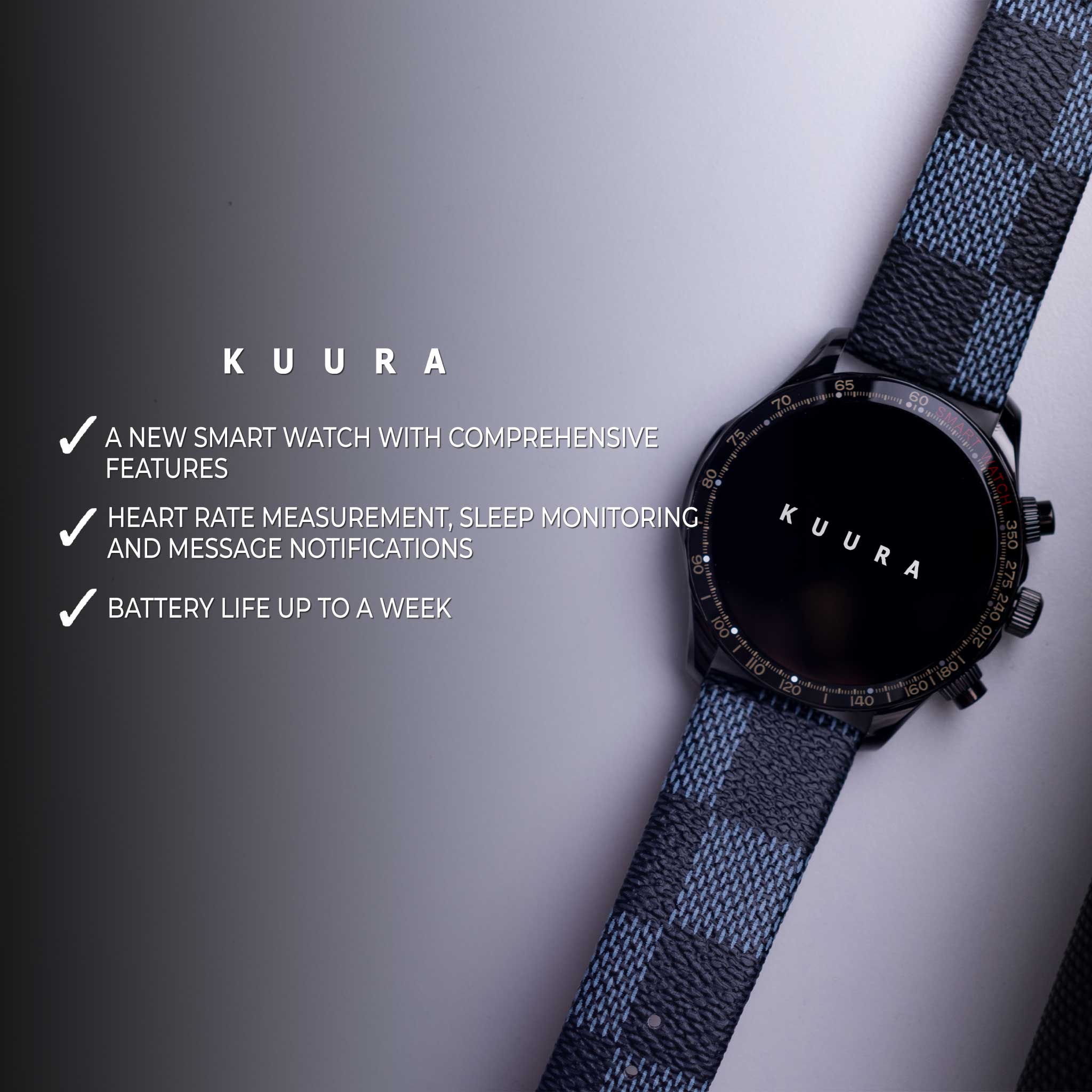 Kuura Smart Watch FM1 V3, Black