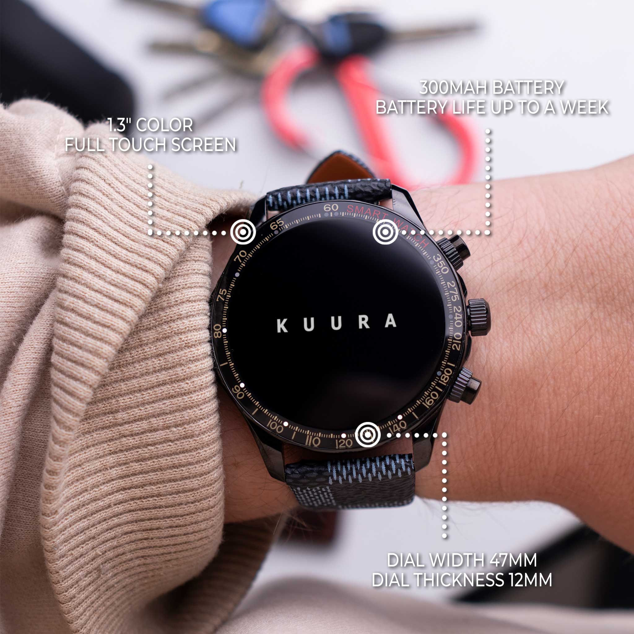 Kuura Smart Watch FM1 V3, Black