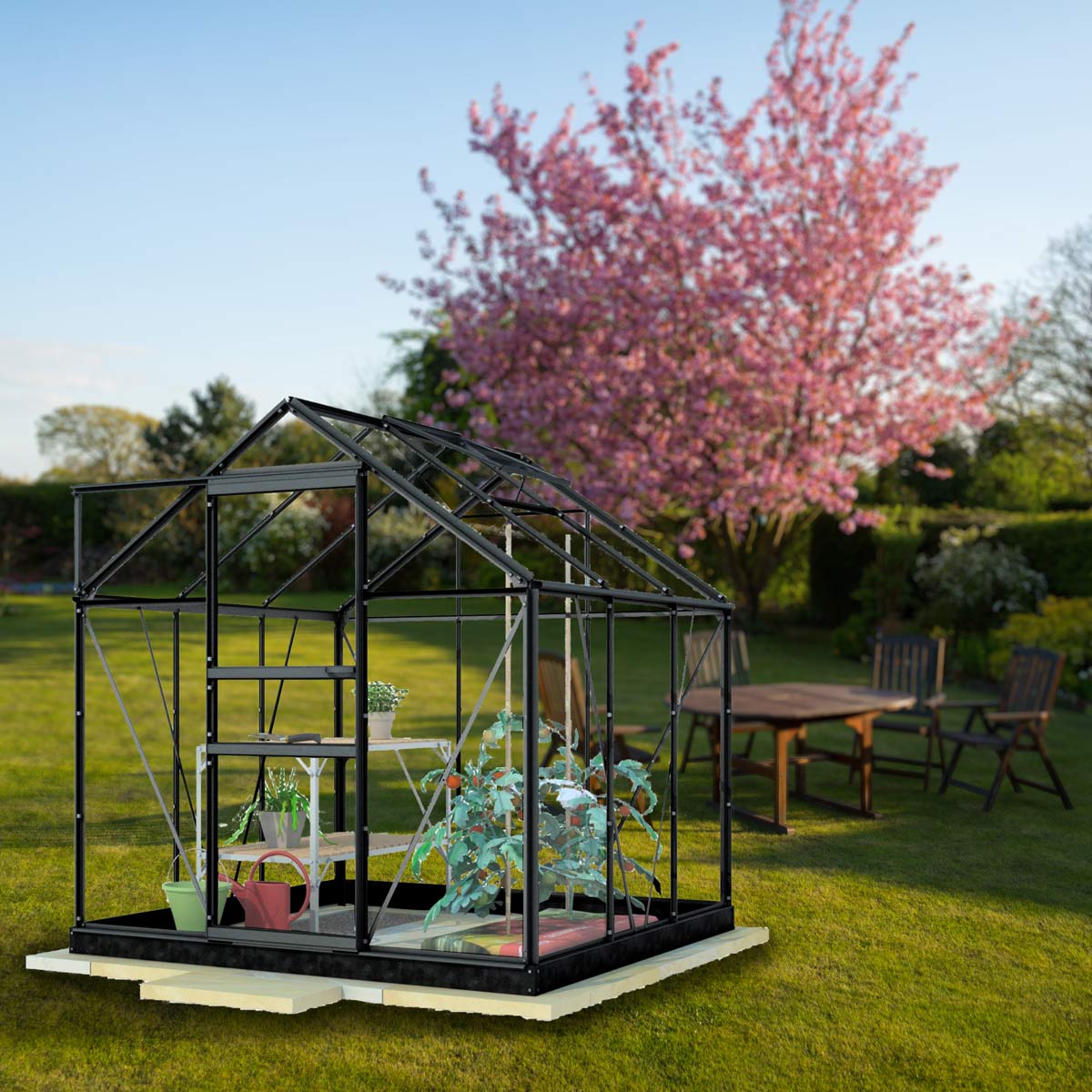 Lykke Gewächshaus Hybrid 3,8m2, schwarz
