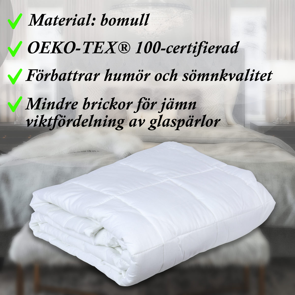 Lykke barns tyngdtäcke, bomull, 100x150cm, 3kg