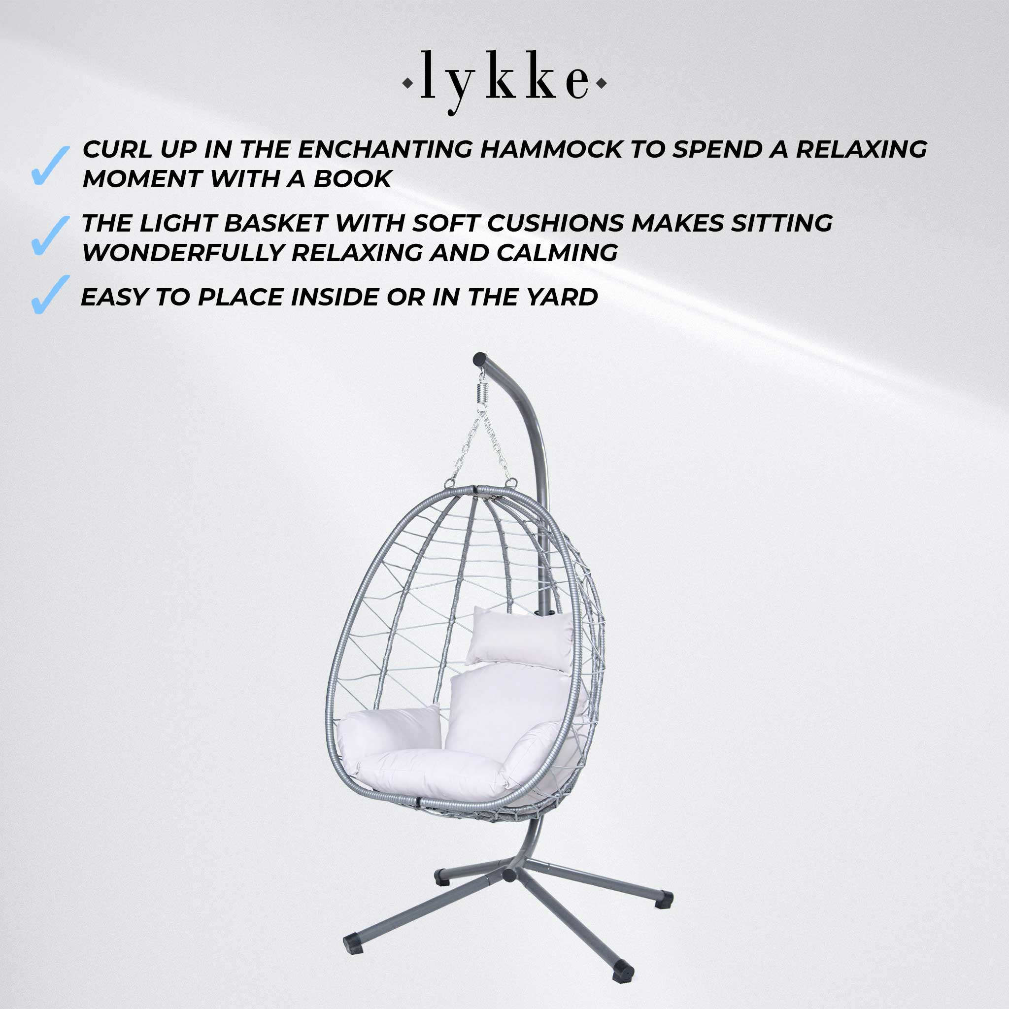 Lykke Hanging Egg Chair, grey