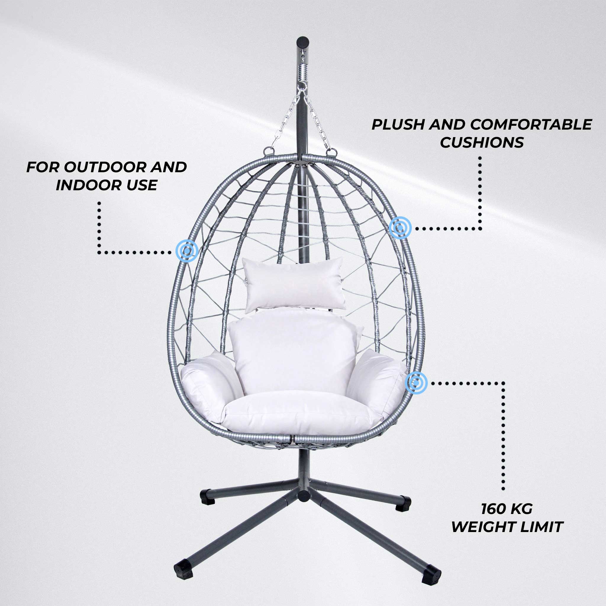 Lykke Hanging Egg Chair, grey