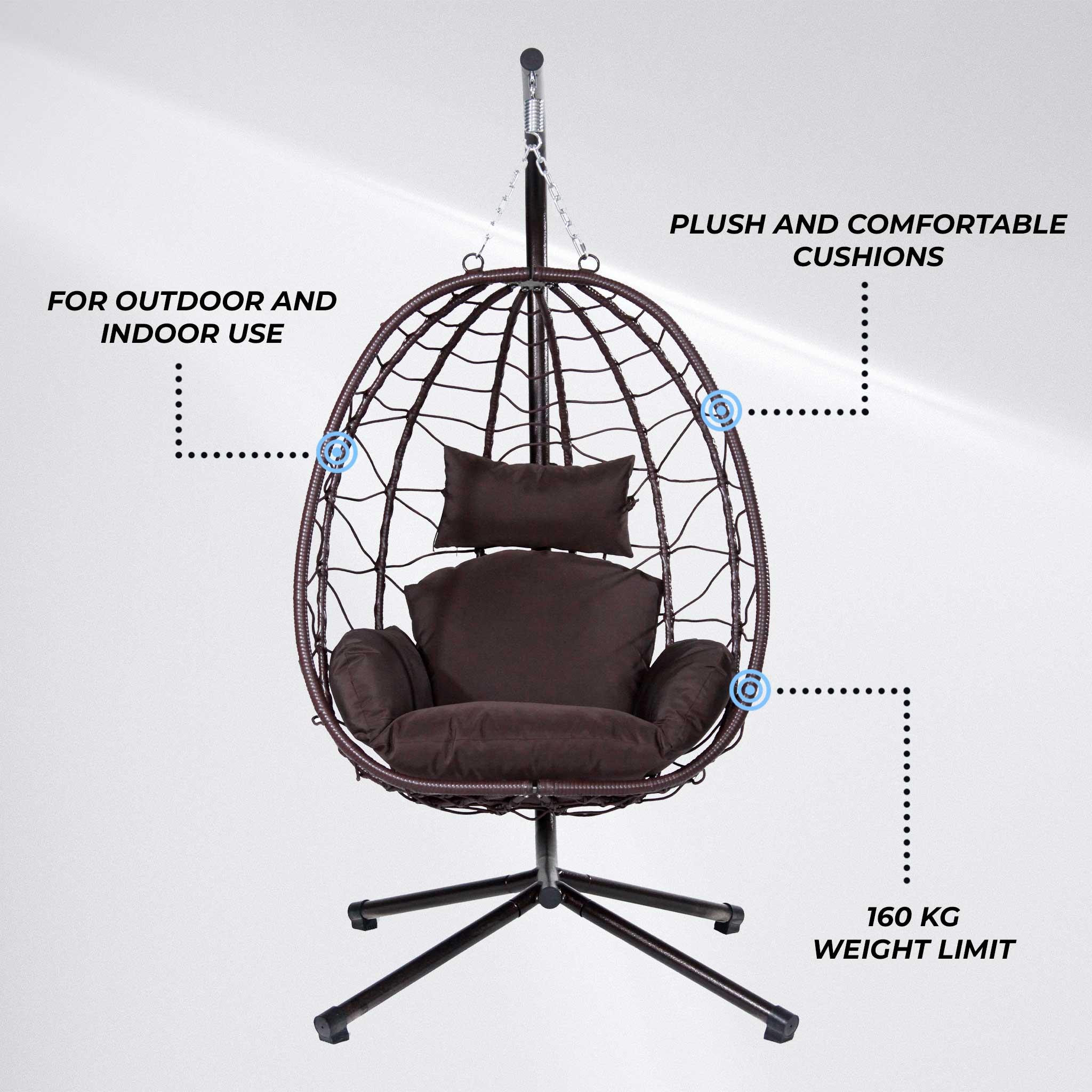 Lykke Hanging Egg Chair, brown