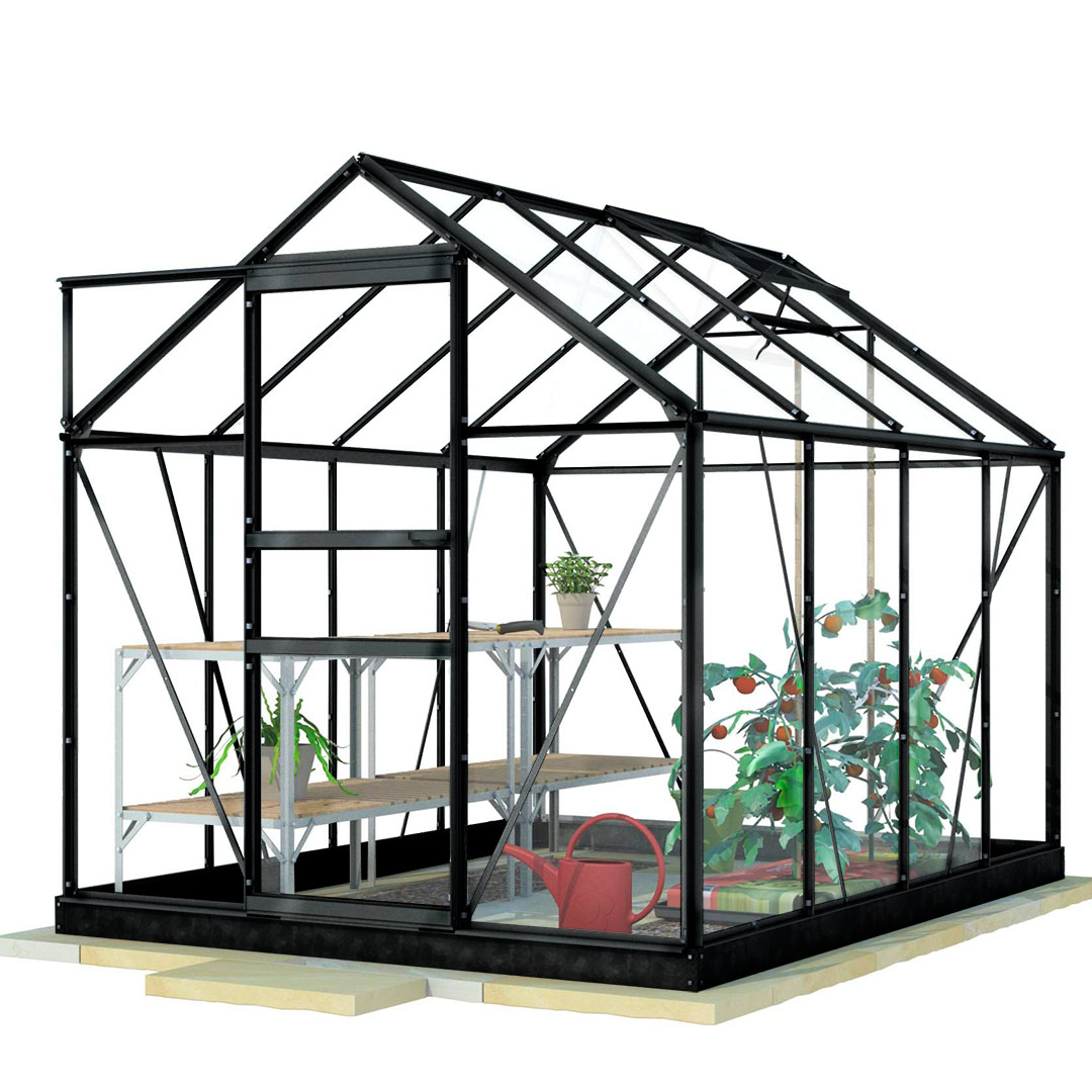 Lykke Kasvihuone Glass 5m2 black | Kasvihuoneet