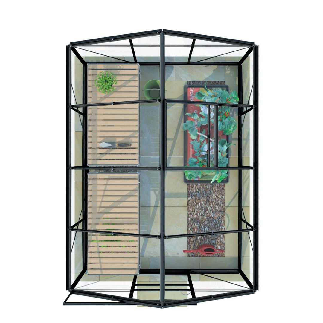 Lykke Kasvihuone Glass 5m2 black | Kasvihuoneet
