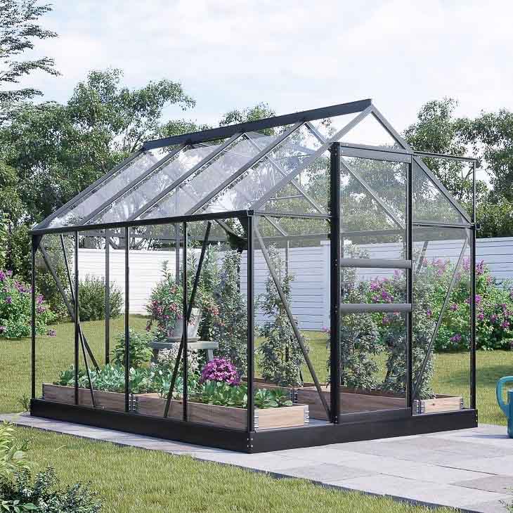Lykke Kasvihuone Glass 5m2 black | Kasvihuoneet