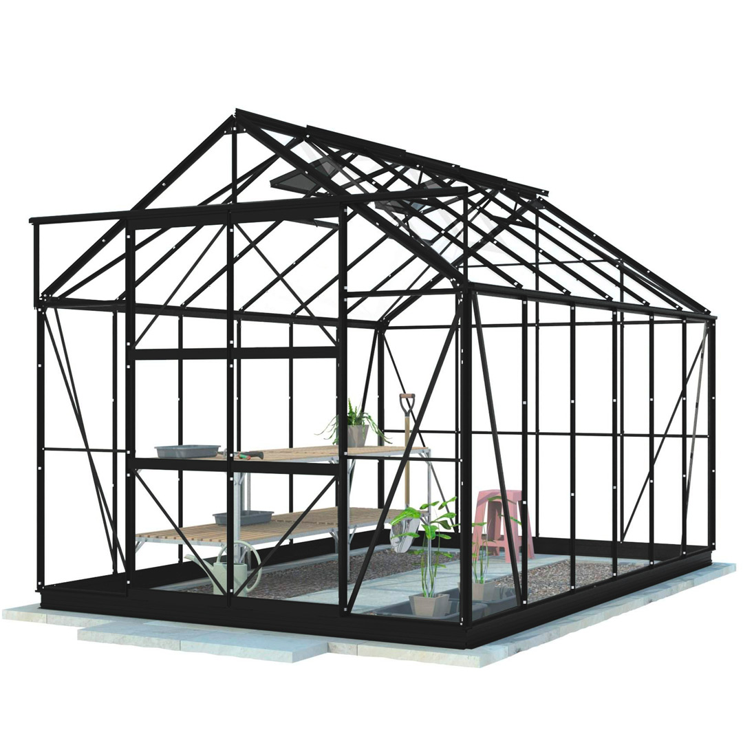 Lykke Kasvihuone Hybrid 9,7m2 black | Kasvihuoneet