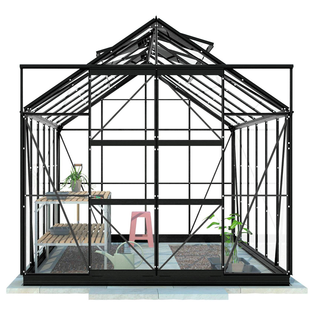 Lykke Kasvihuone Hybrid 9,7m2 black | Kasvihuoneet