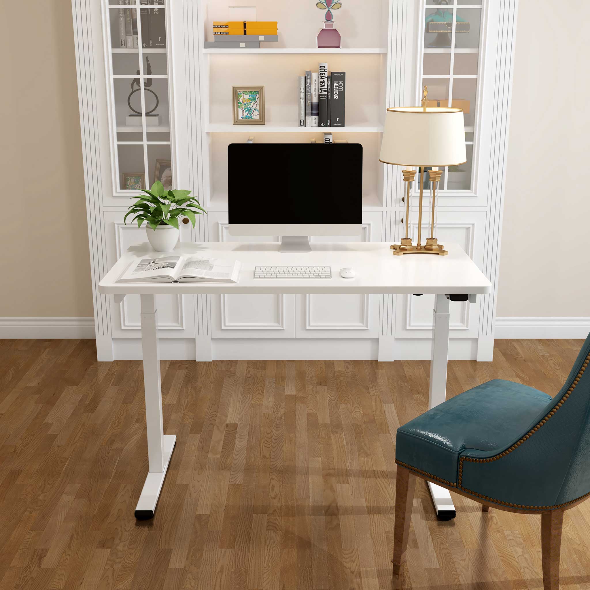 Lykke Elektrisch zit-sta bureau M100, wit, 140 x 70 cm