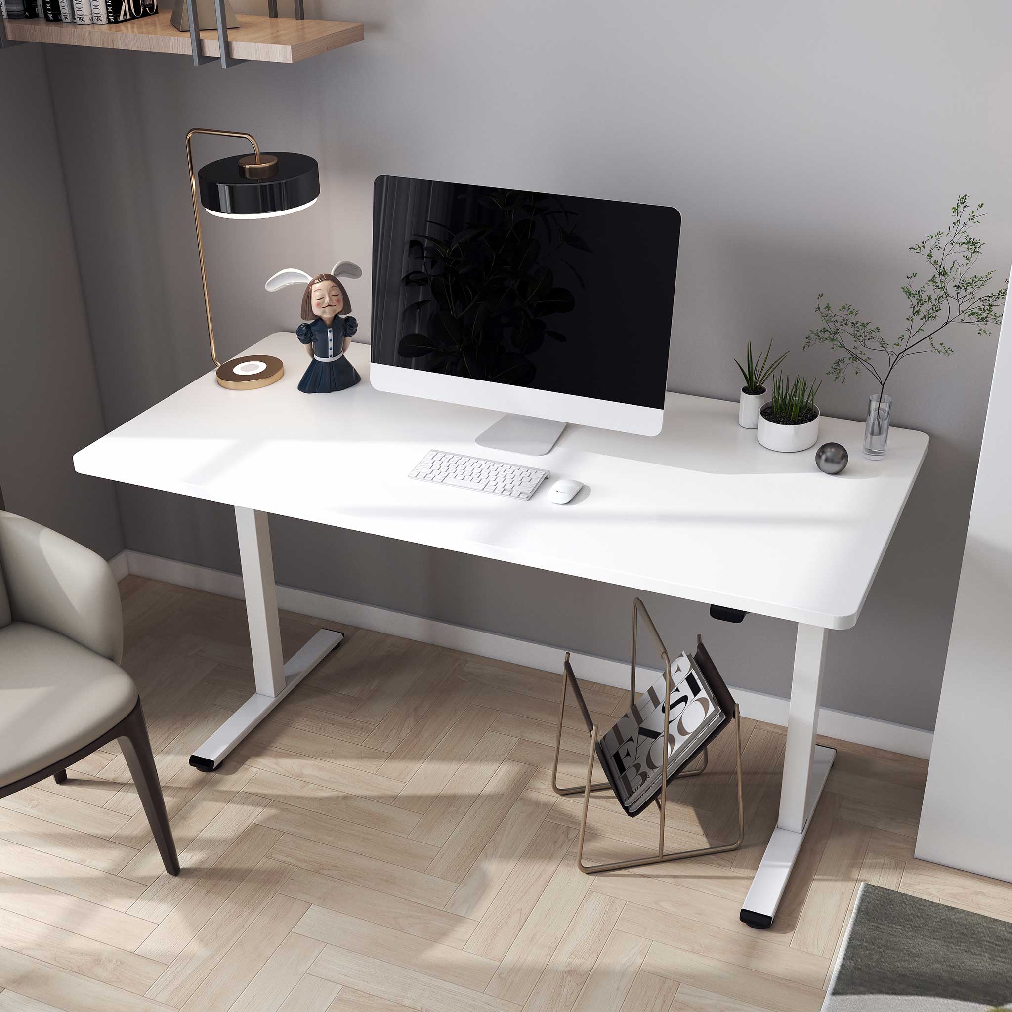 Lykke Elektrisch zit-sta bureau M100, wit, 140 x 70 cm