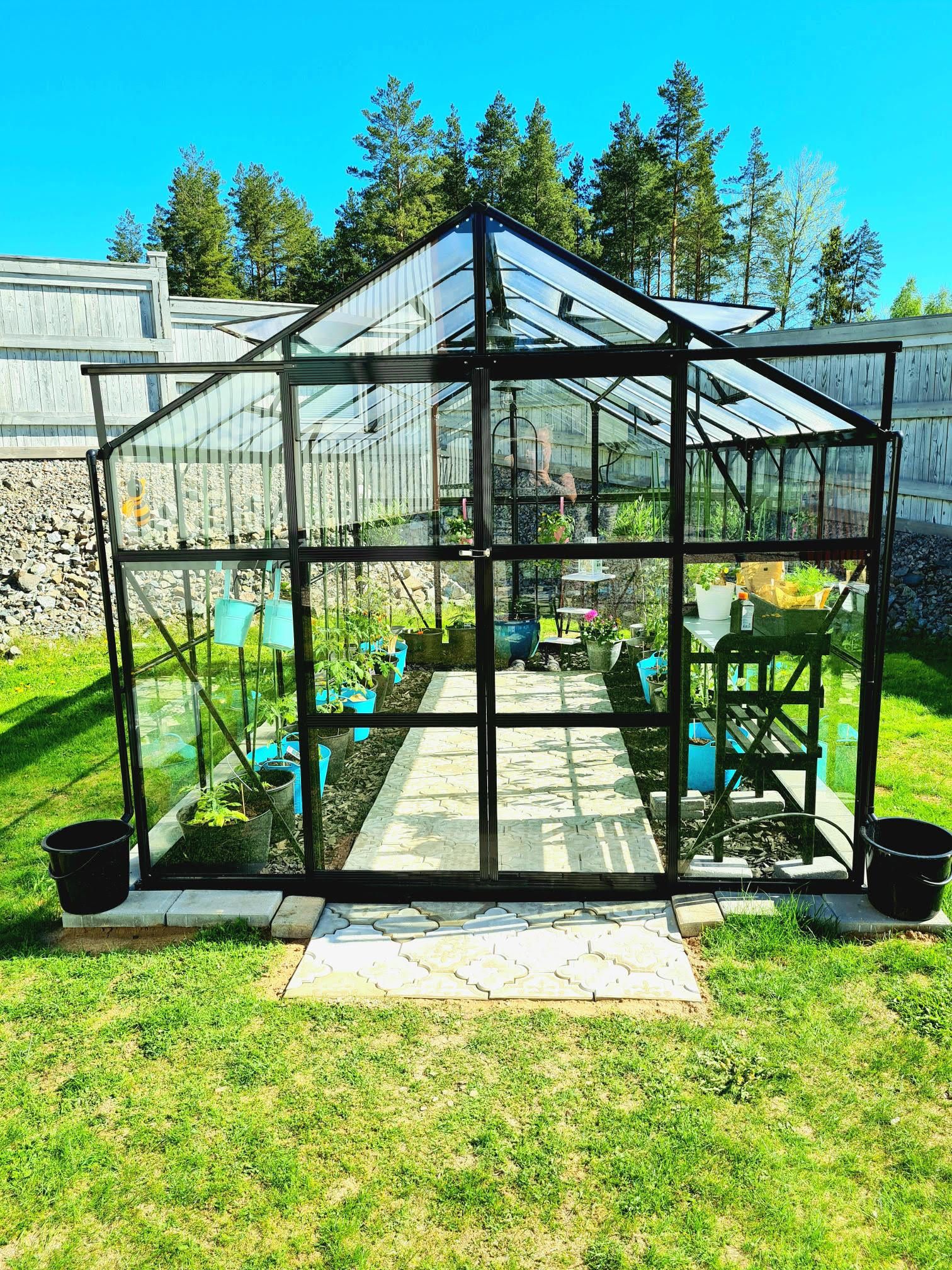 Metalcraft Gewächshaus, 11,1m², 4mm Sicherheitsglas, schwarz