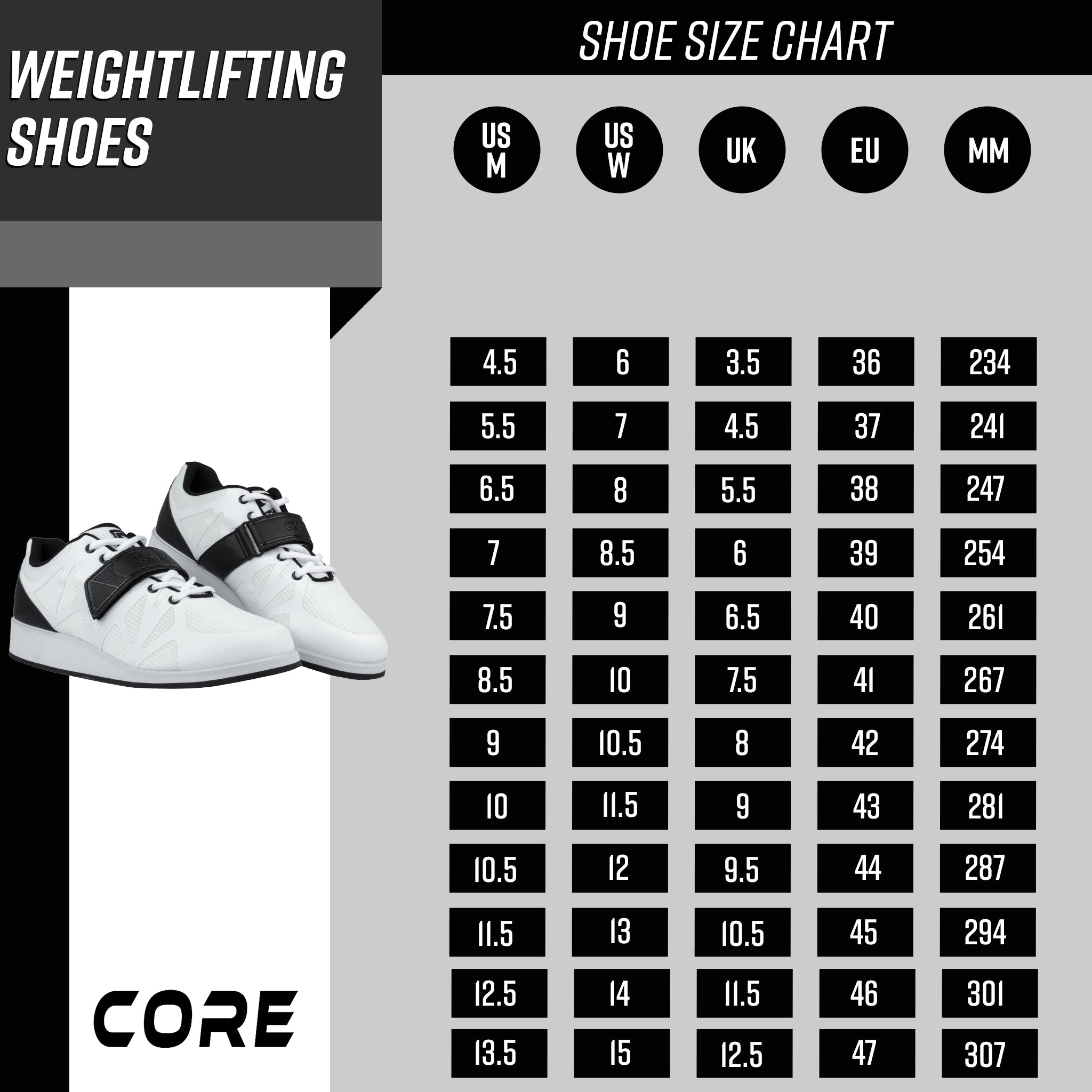 Core Weightlifting Shoes, white