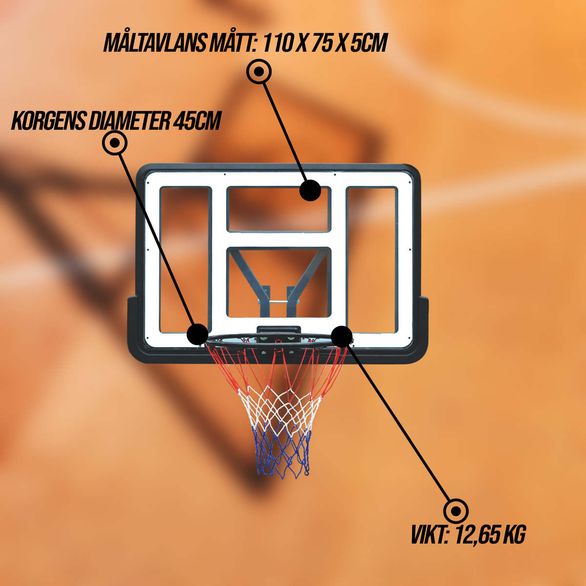 Prosport Basketkorg och bakplatta