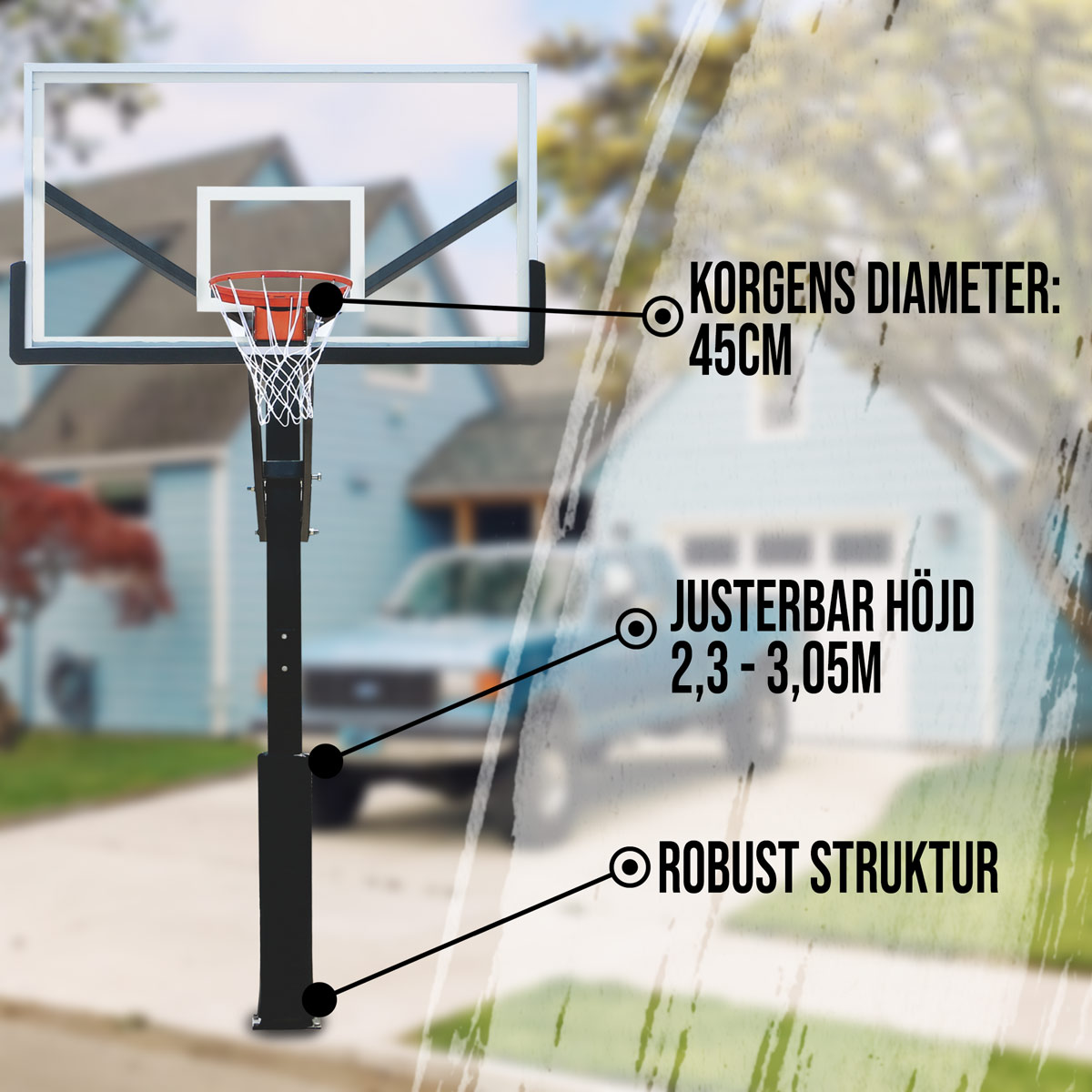 Prosport basketkorg In-Ground 2.3-3.05m