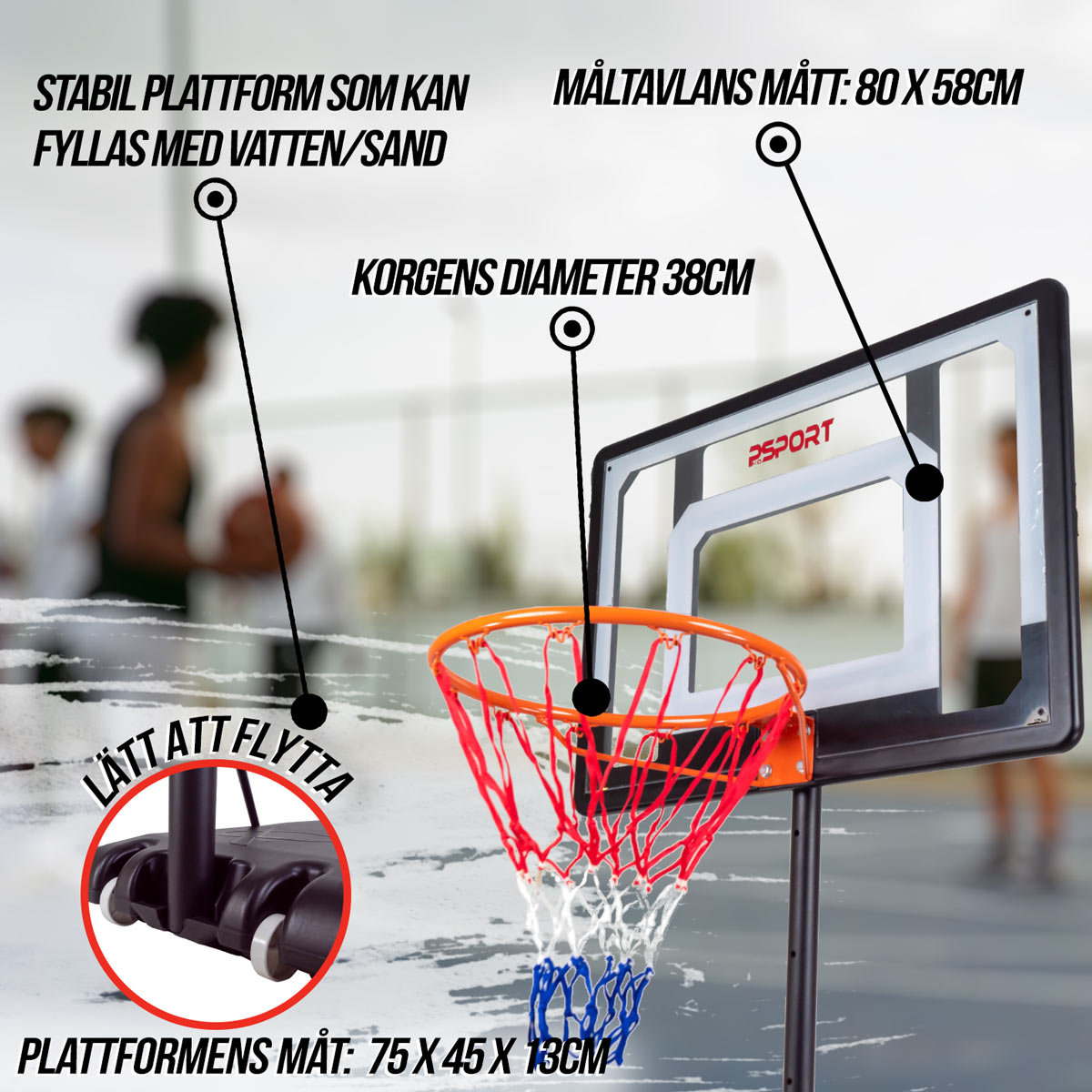 ProSport barn basketkorg 1,6-2,1m