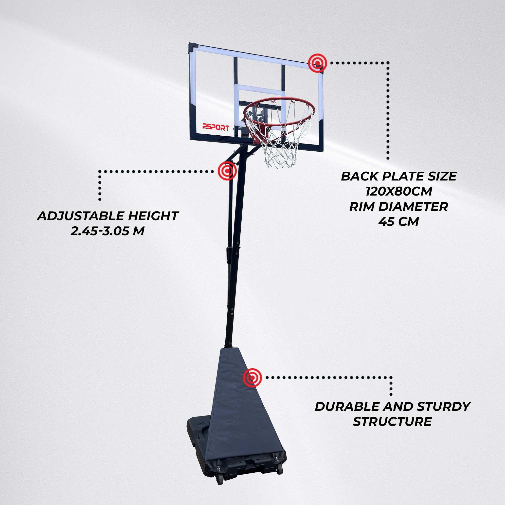 ProSport Basketball Hoop Slam Dunk 2,45-3,05m
