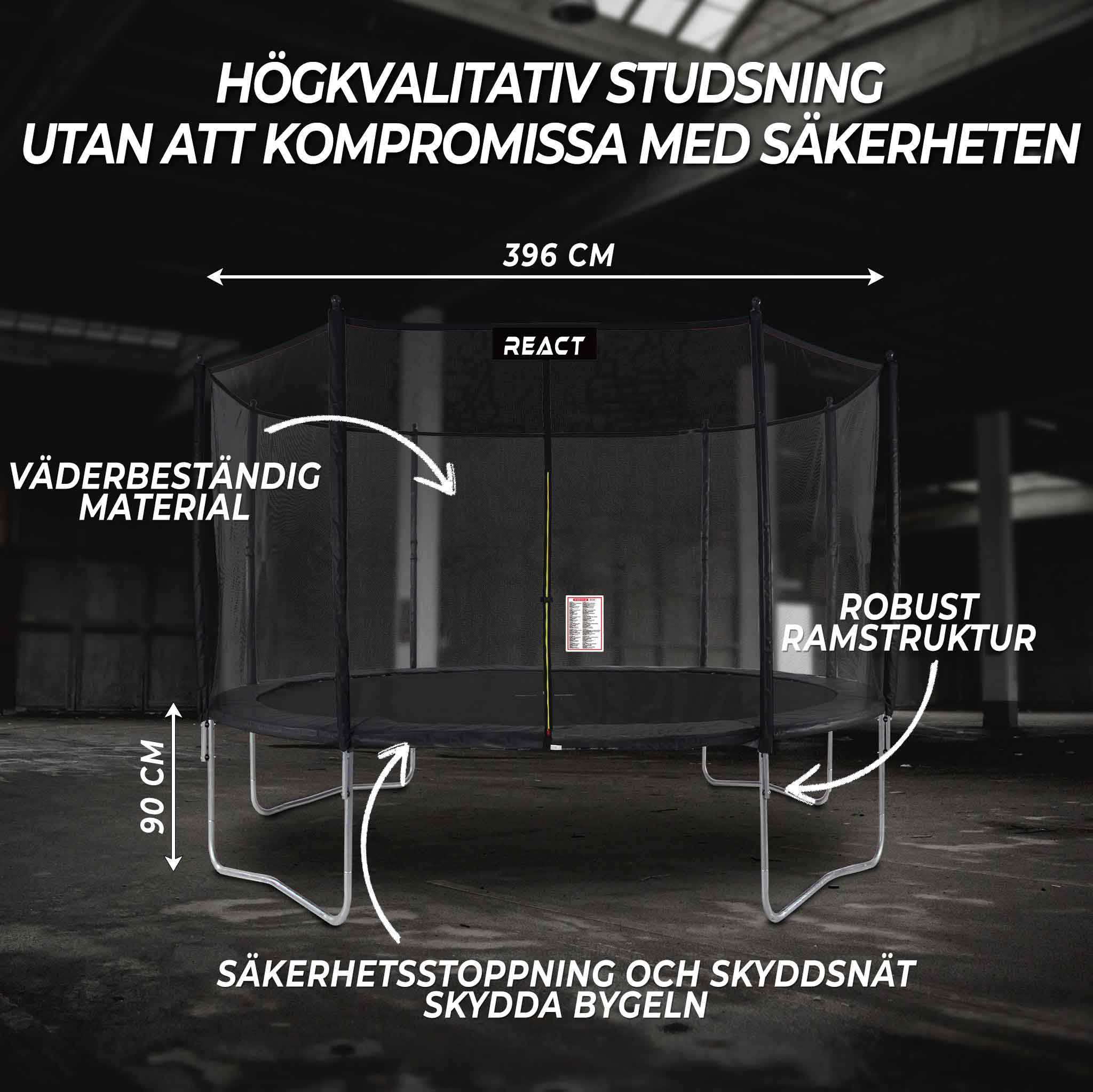 React Studsmatta 396cm med skyddsnät