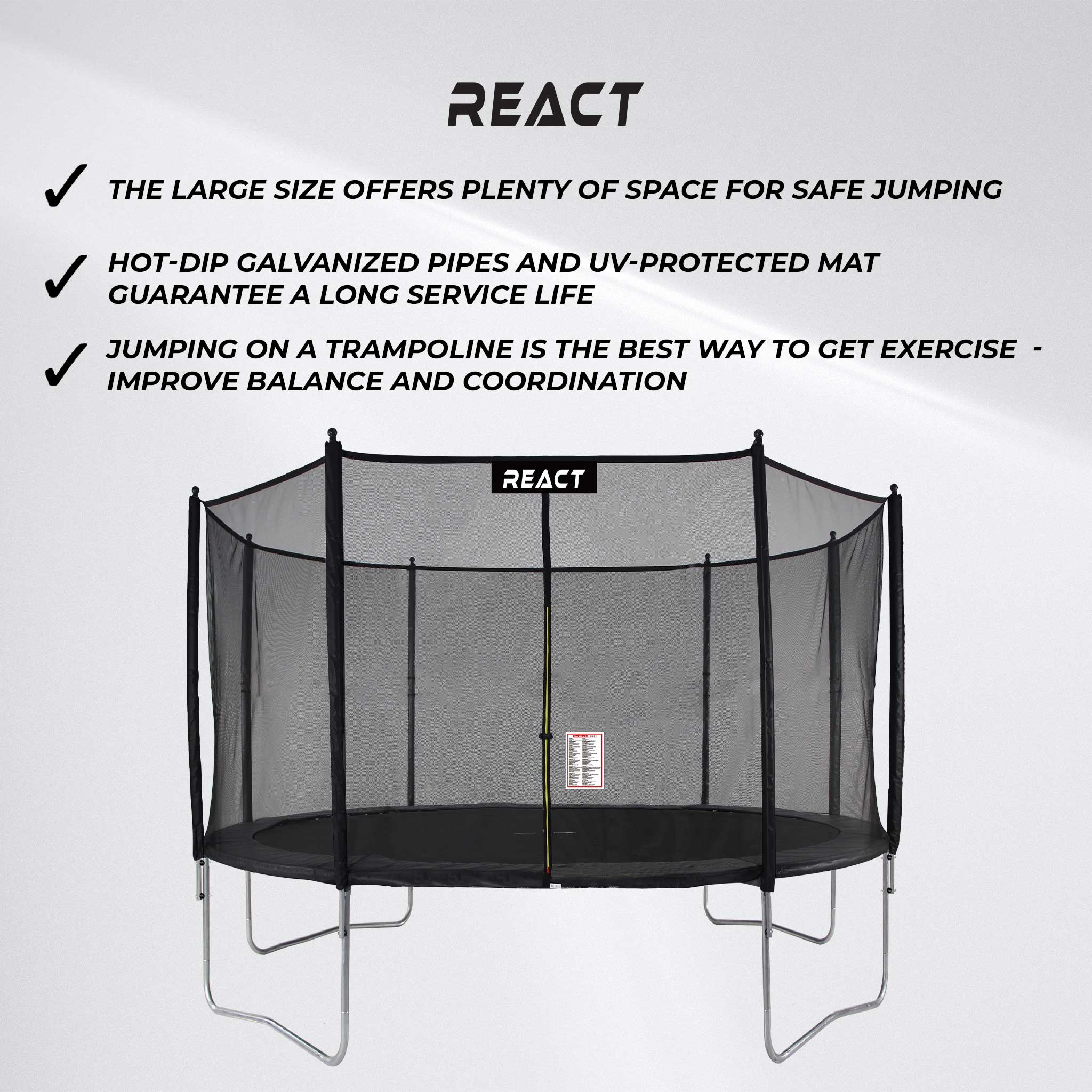 React Trampoline 427cm with a safety net