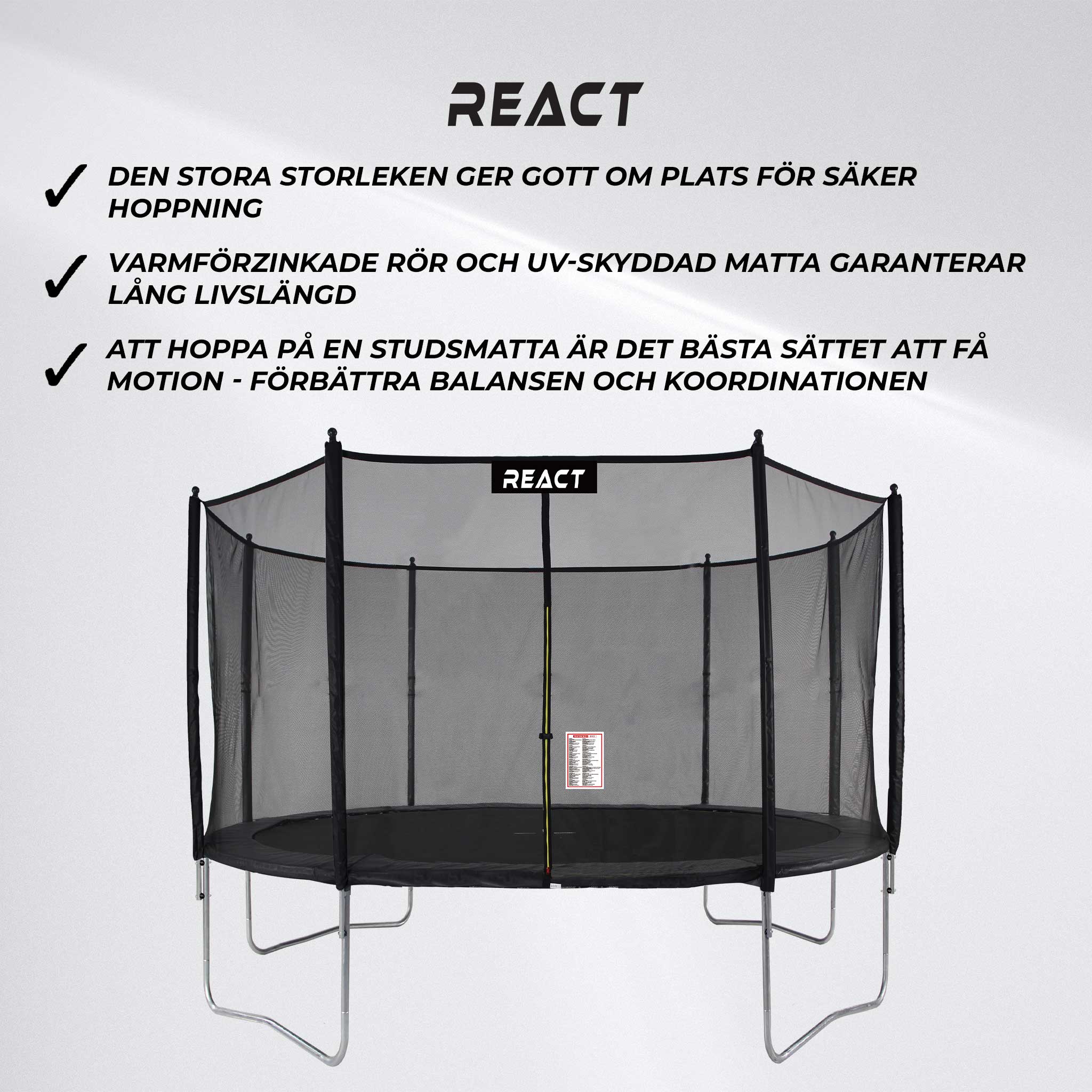 React Studsmatta 427cm med skyddsnät