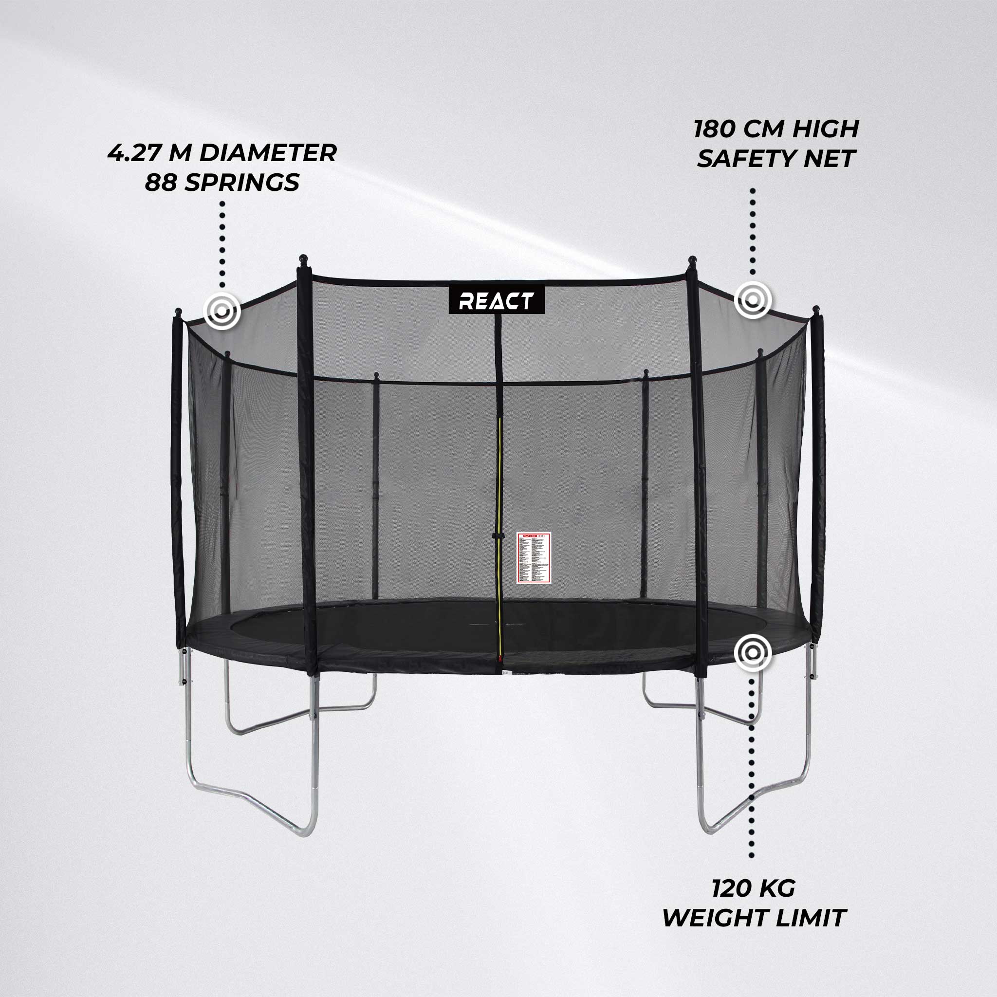 React Trampoline 427cm with a safety net