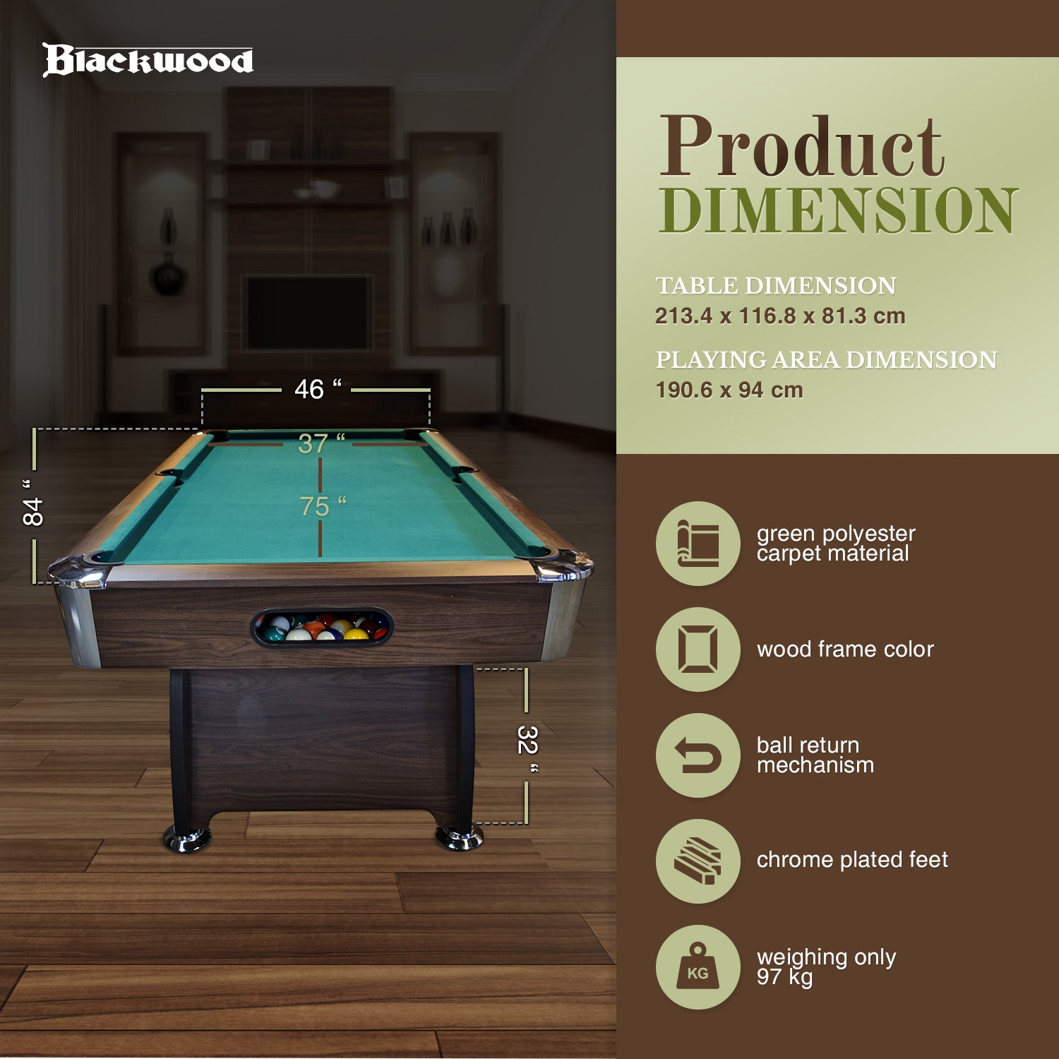 Blackwood Pool Table Official 7'