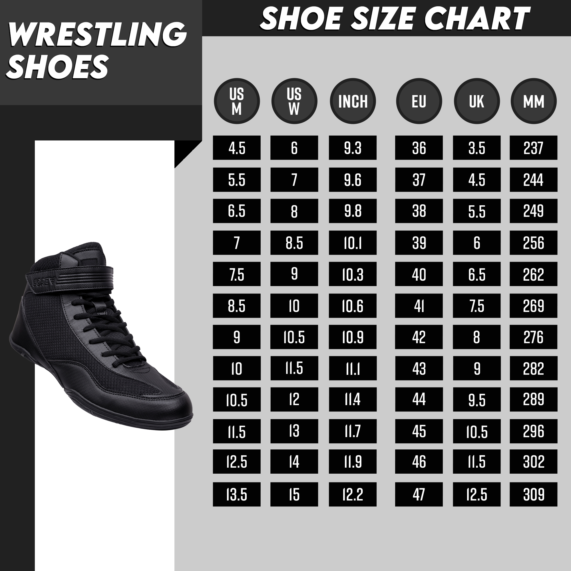 Core Wrestling shoes, black