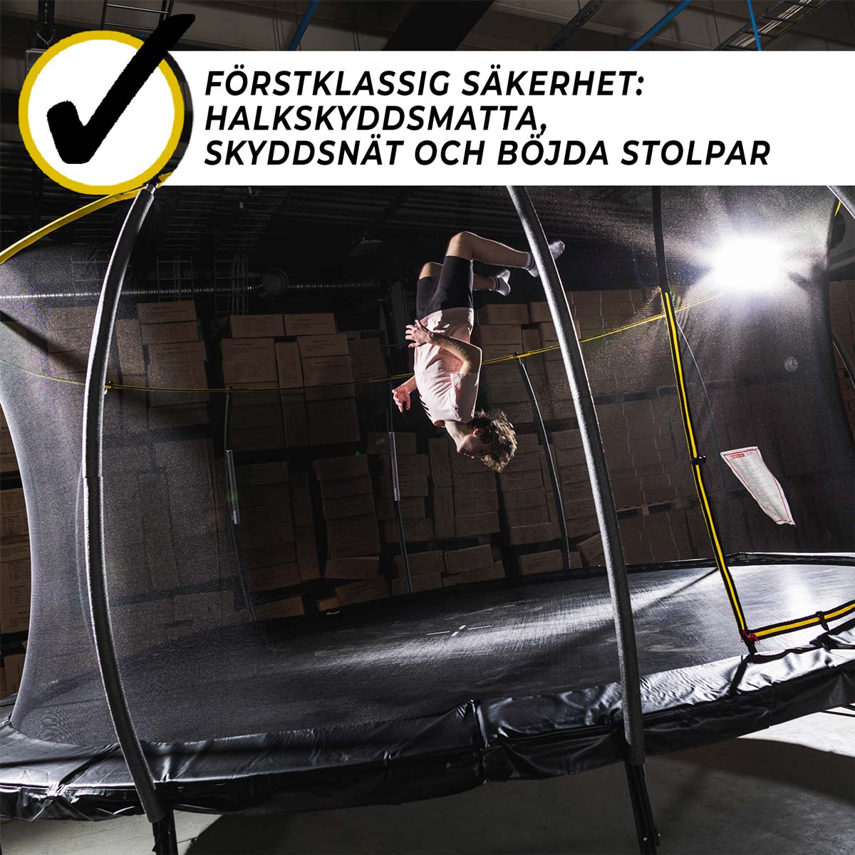 Stratos studsmatta 4,27m med skyddsnät