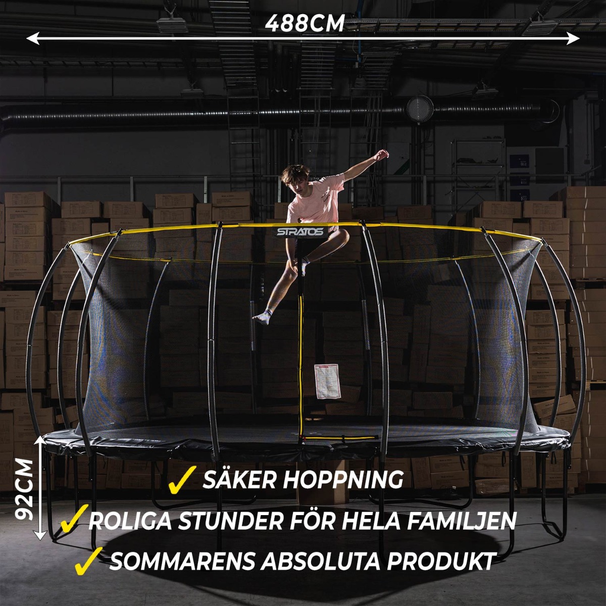 Stratos Studsmatta 488 cm med skyddsnät
