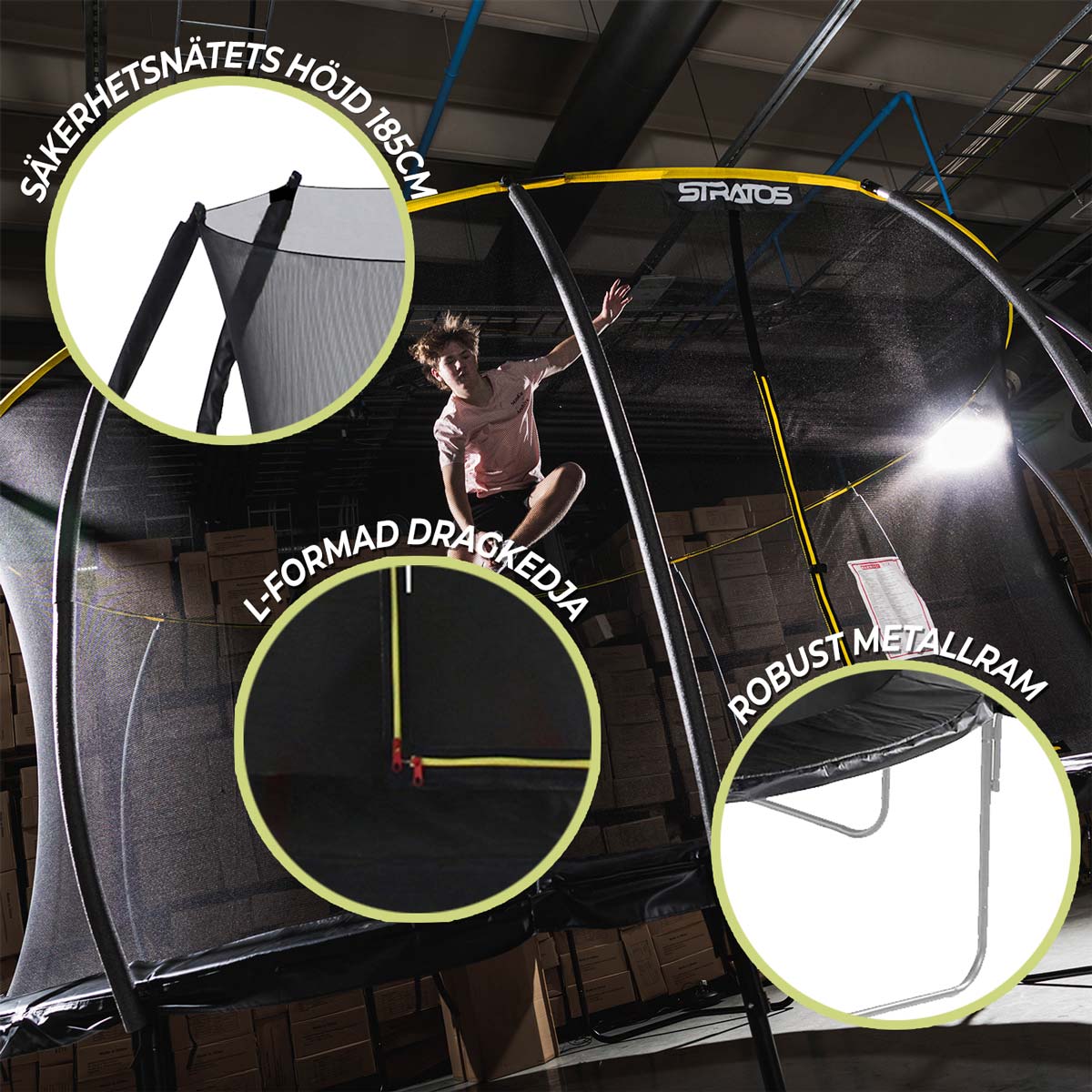Stratos Studsmatta 488 cm med skyddsnät