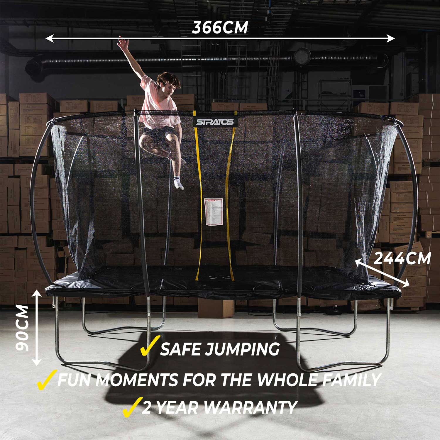Stratos Rectangle Trampoline 8x12 ft / 244X366 cm