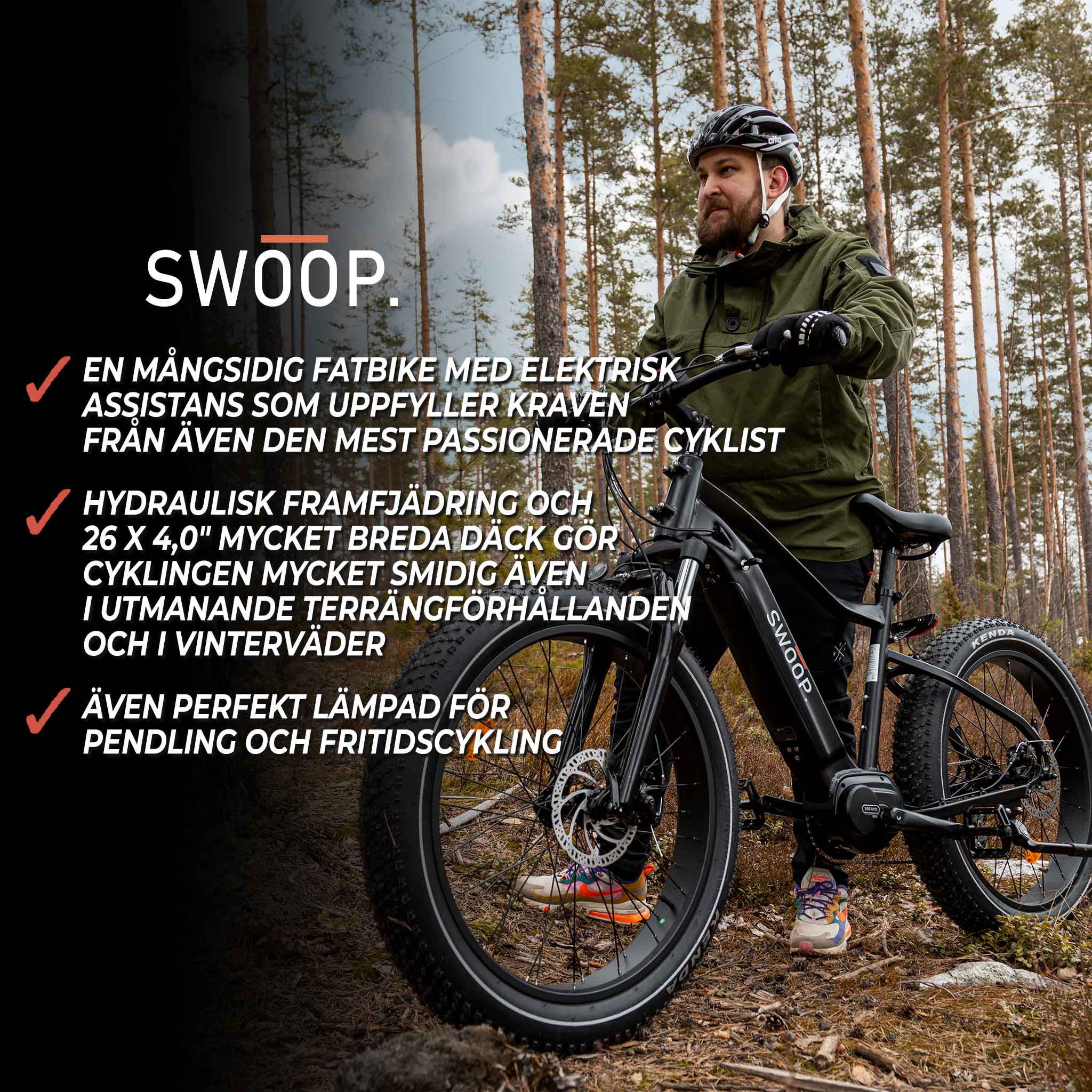 Swoop Fatbike Elcykel Attacker, 26"