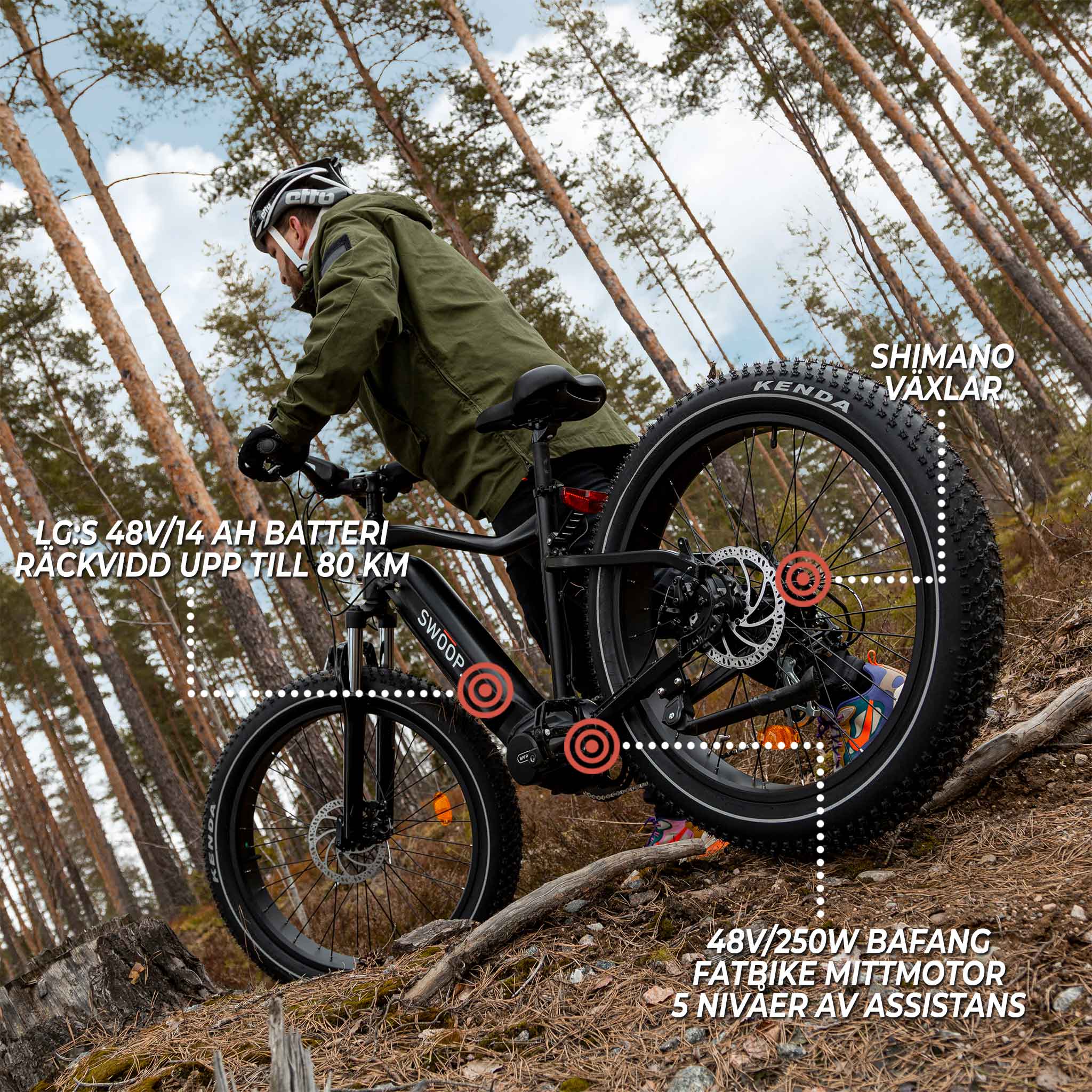 Swoop Fatbike Elcykel Attacker, 26"