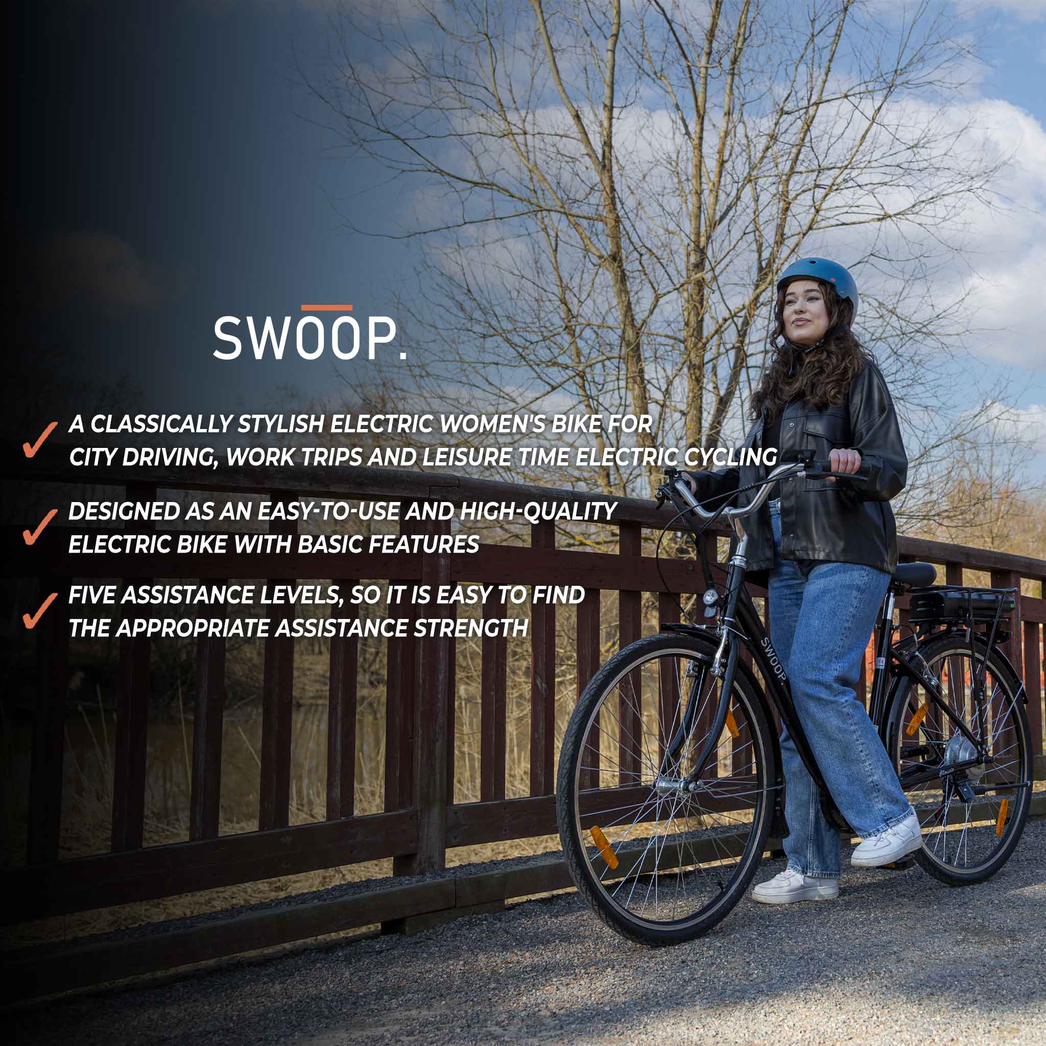 Swoop Electric Bike Classic, Women 28" Black