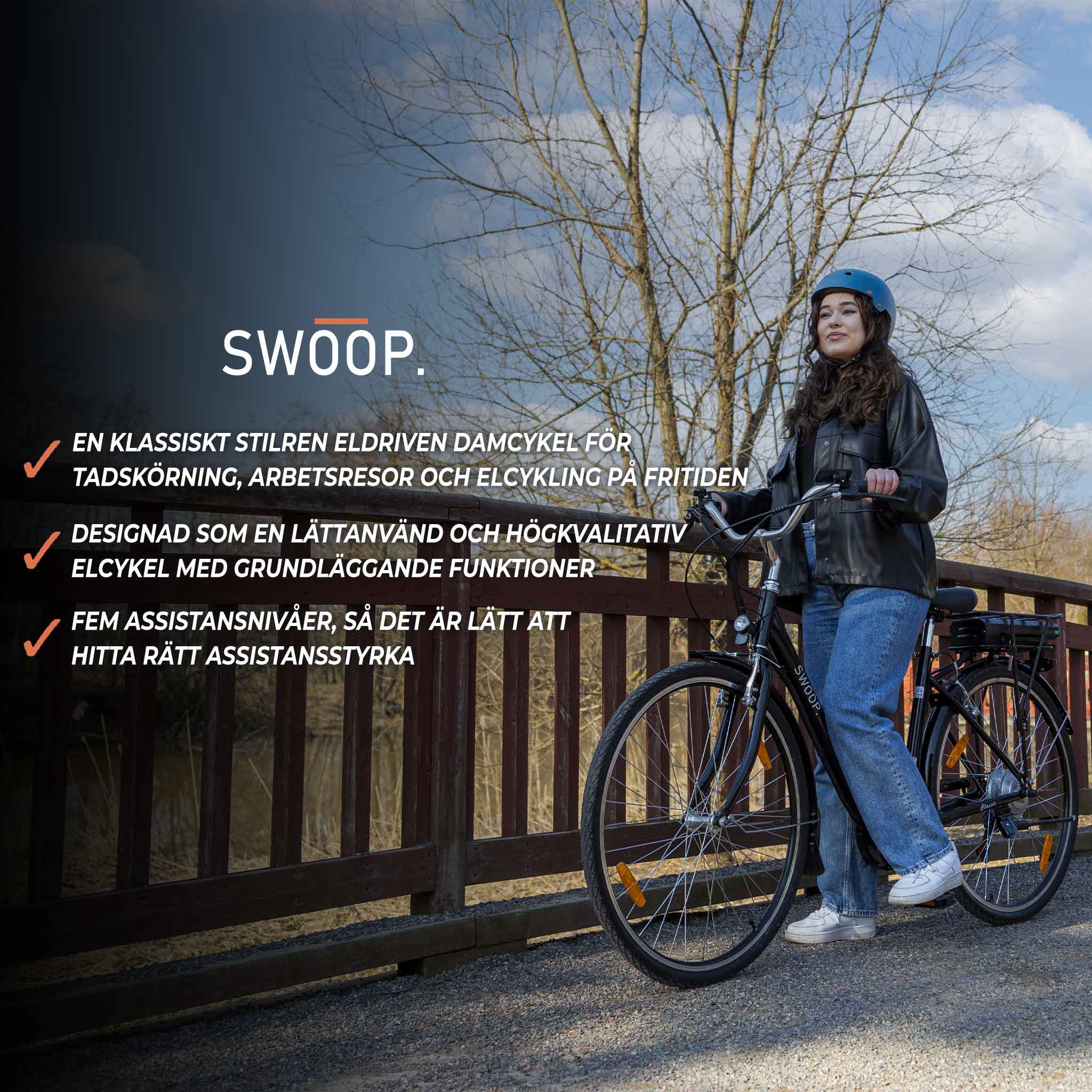 Swoop Elcykel Classic, dam 28" svart