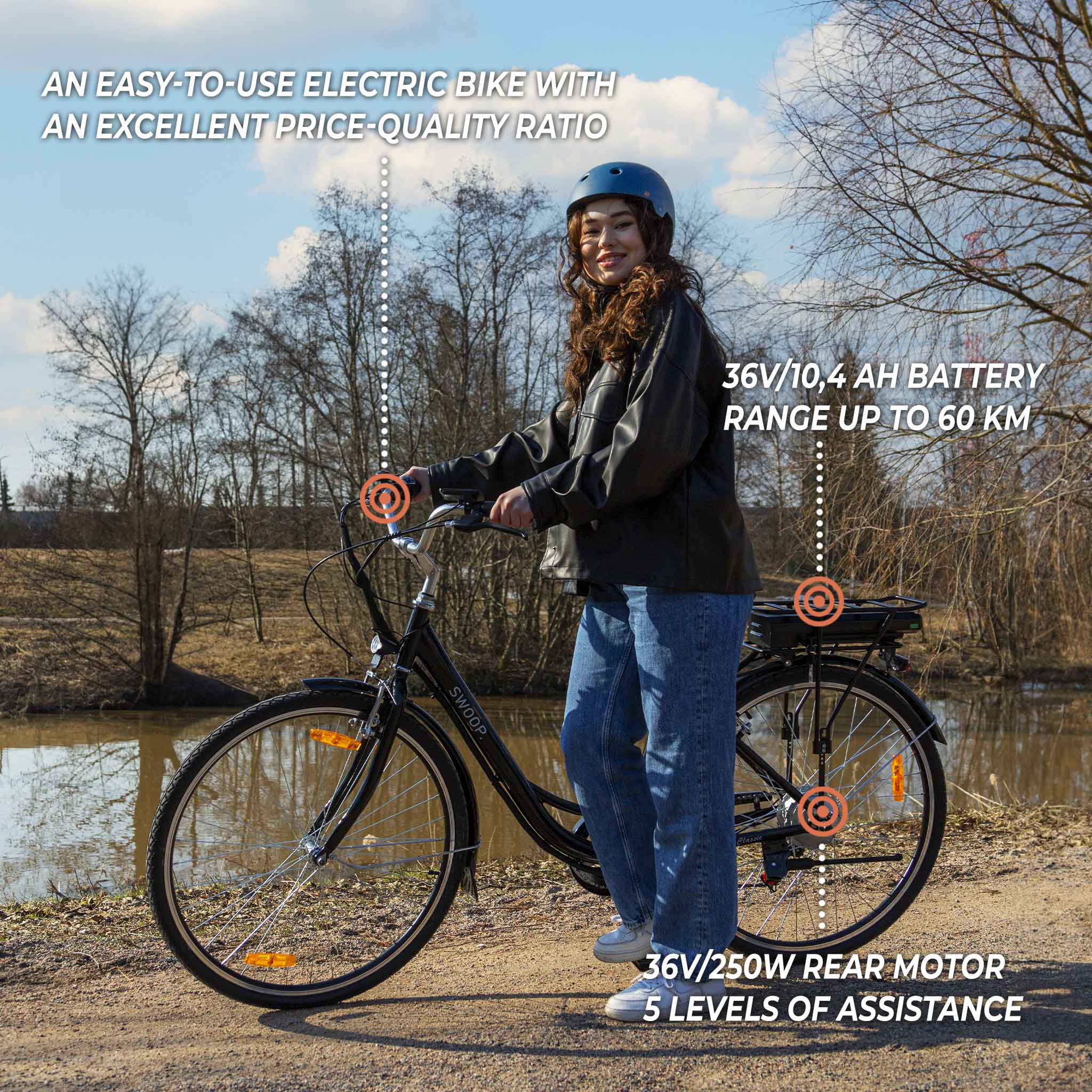 Swoop Electric Bike Classic, Women 28" Black