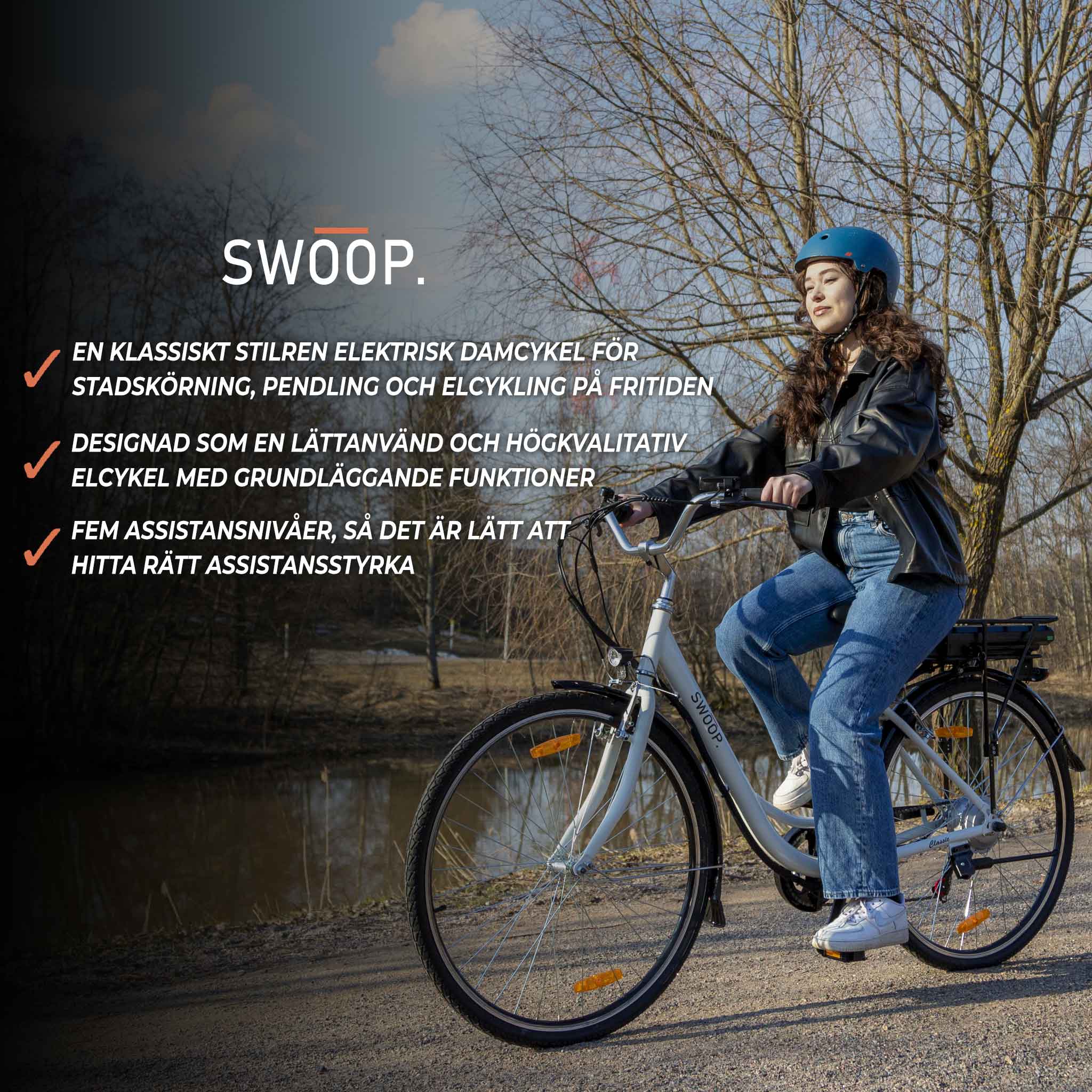 Swoop Elcykel Classic, dam 28" vit