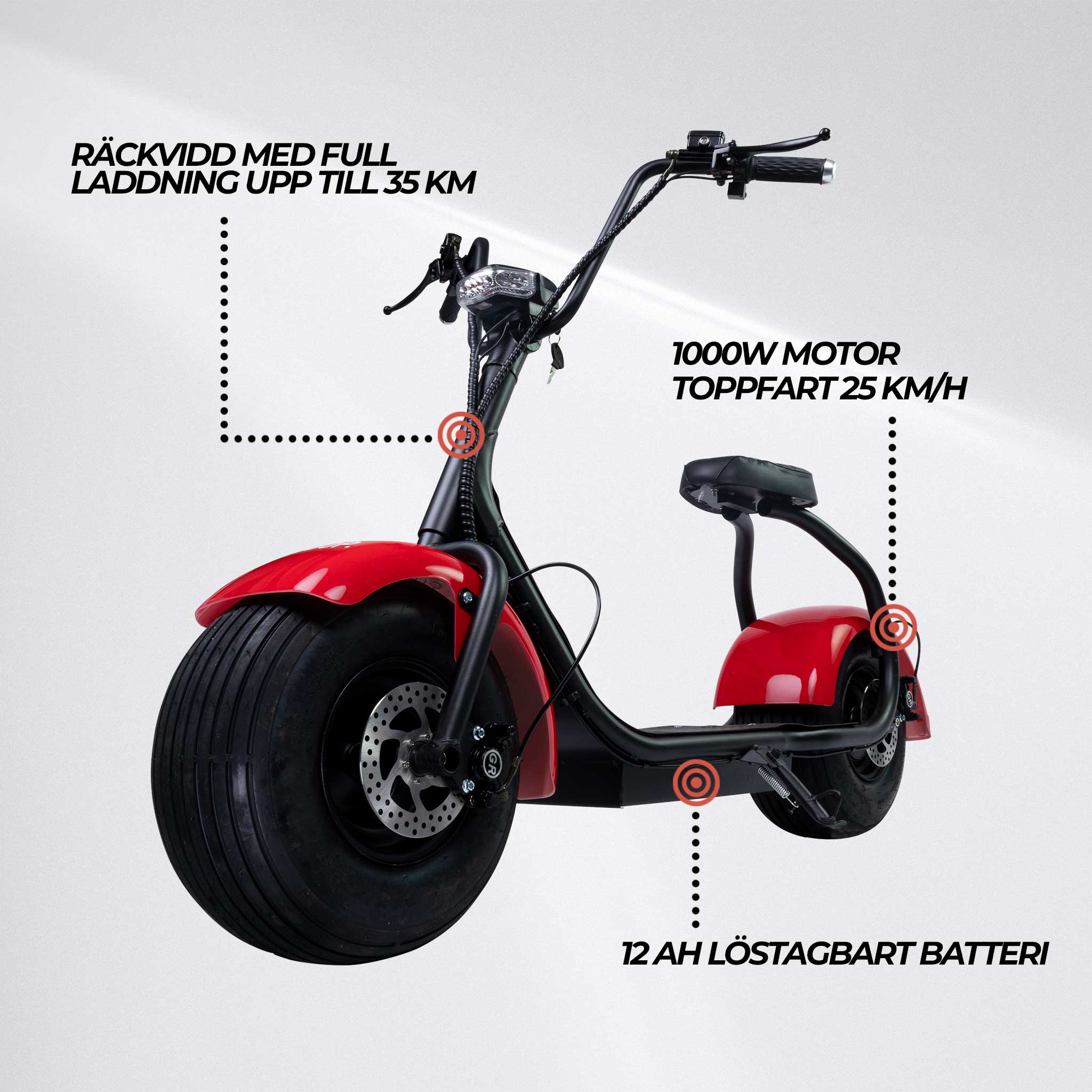 Swoop Kruiser elscooter N2, röd