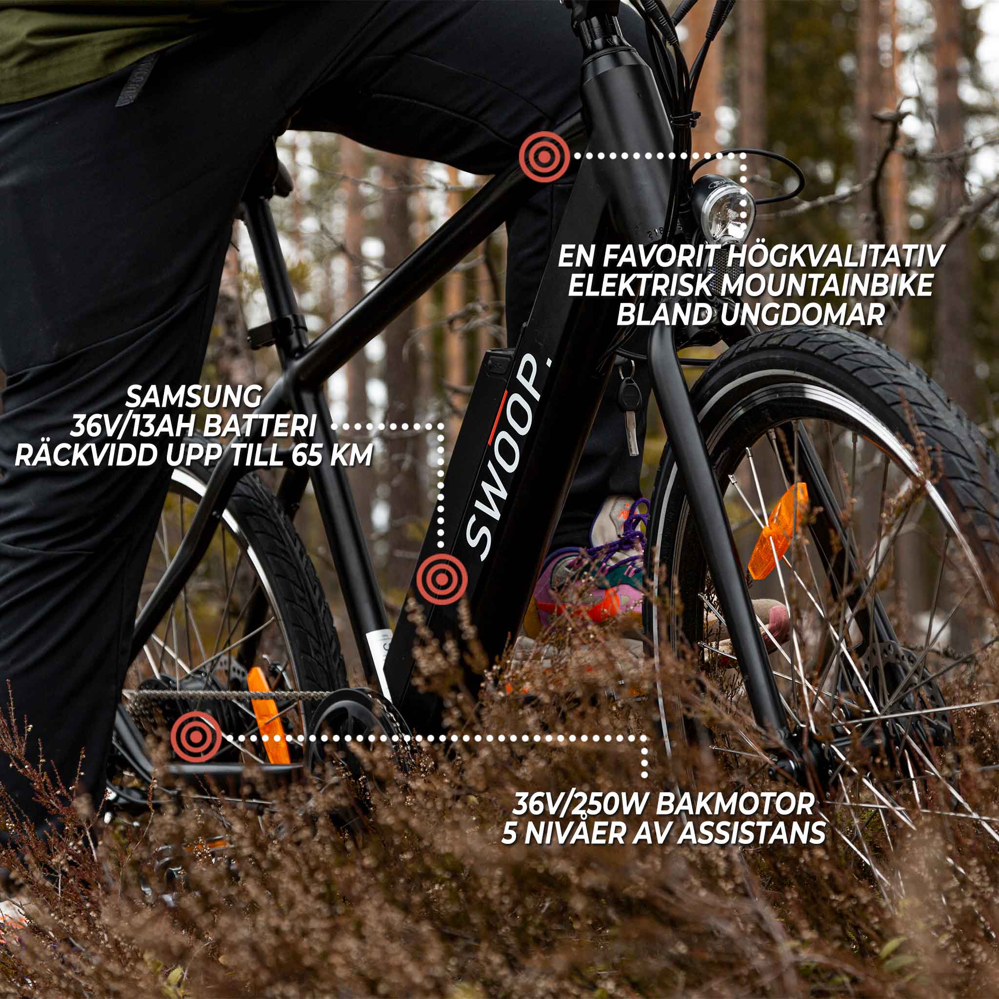 Swoop El-mountainbike MTB, 26"