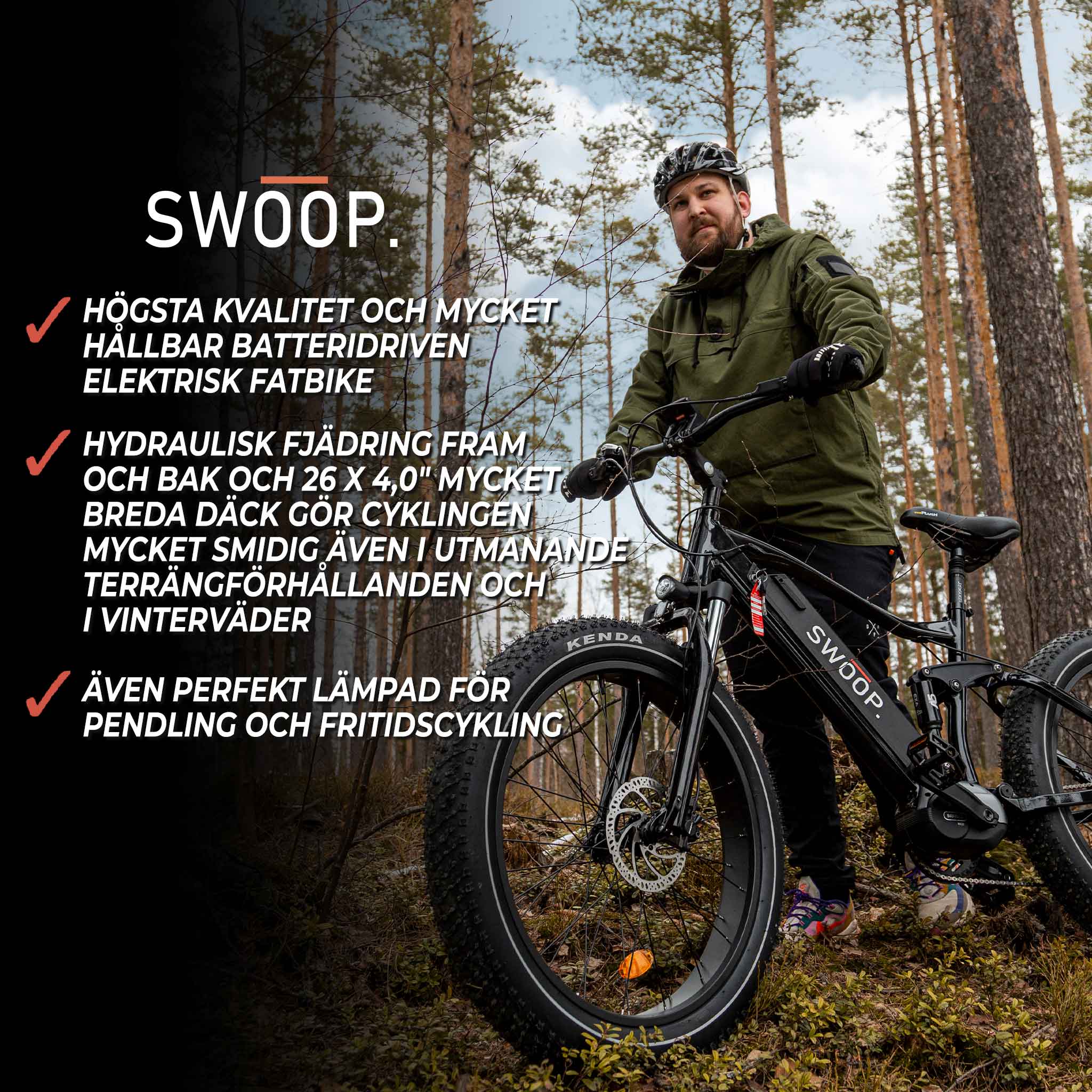 Swoop Fatbike Elcykel Ranger, 26"