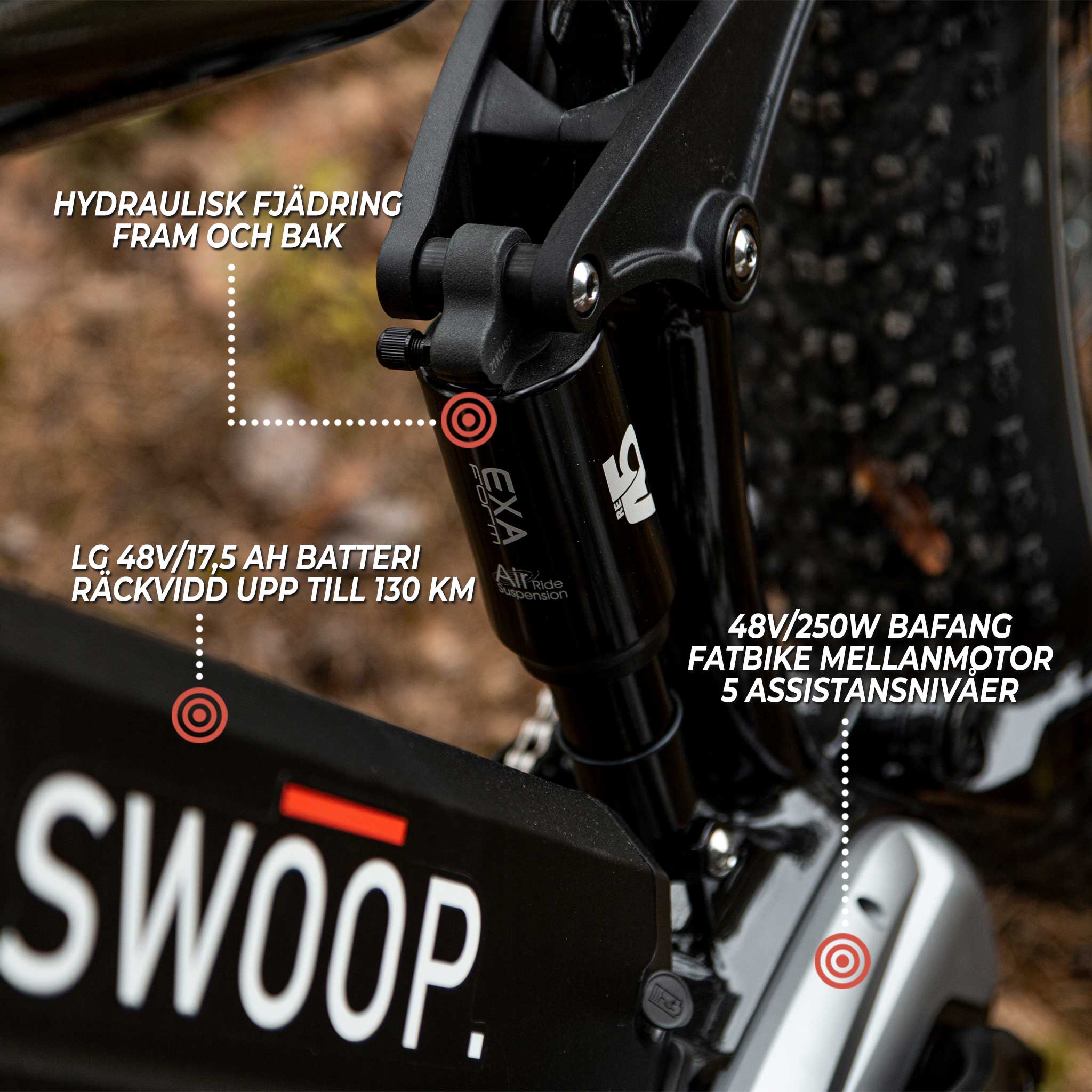 Swoop Fatbike Elcykel Ranger, 26"